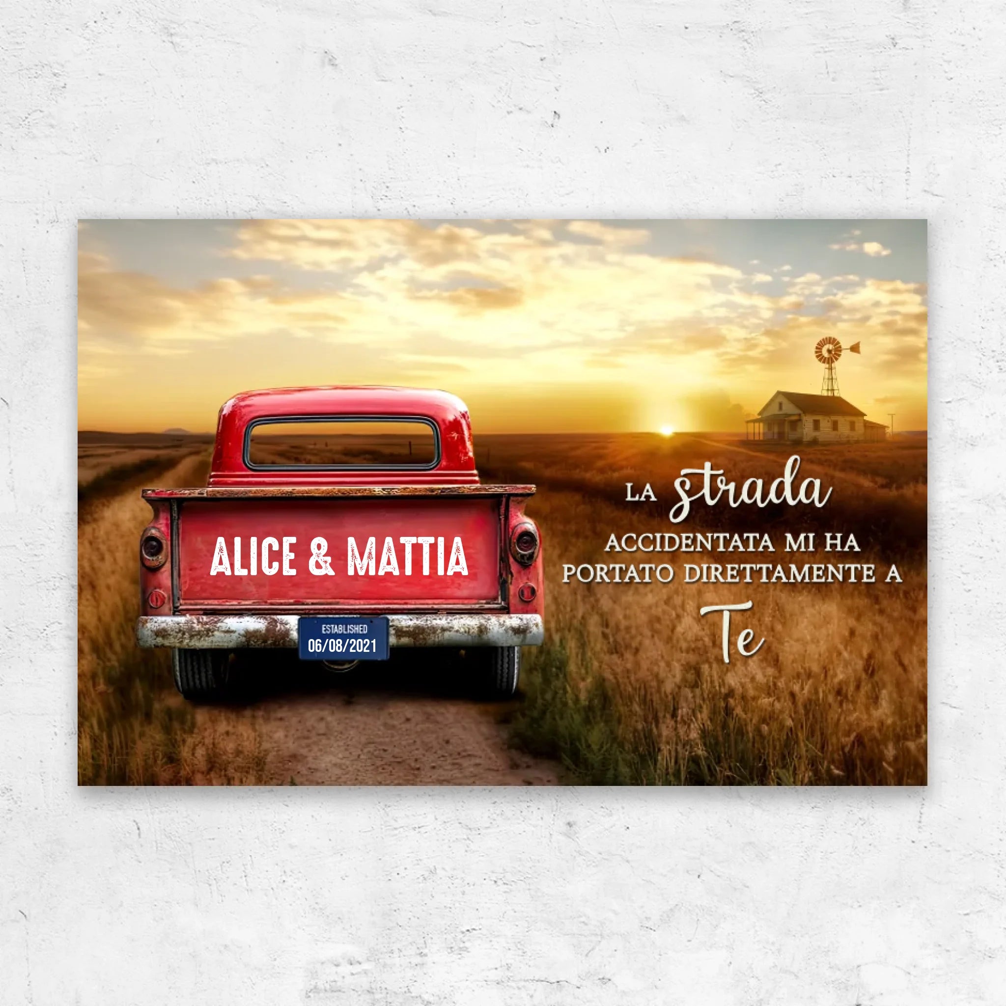 Tela personalizzata “La strada accidentata mi ha portato dritto da te”