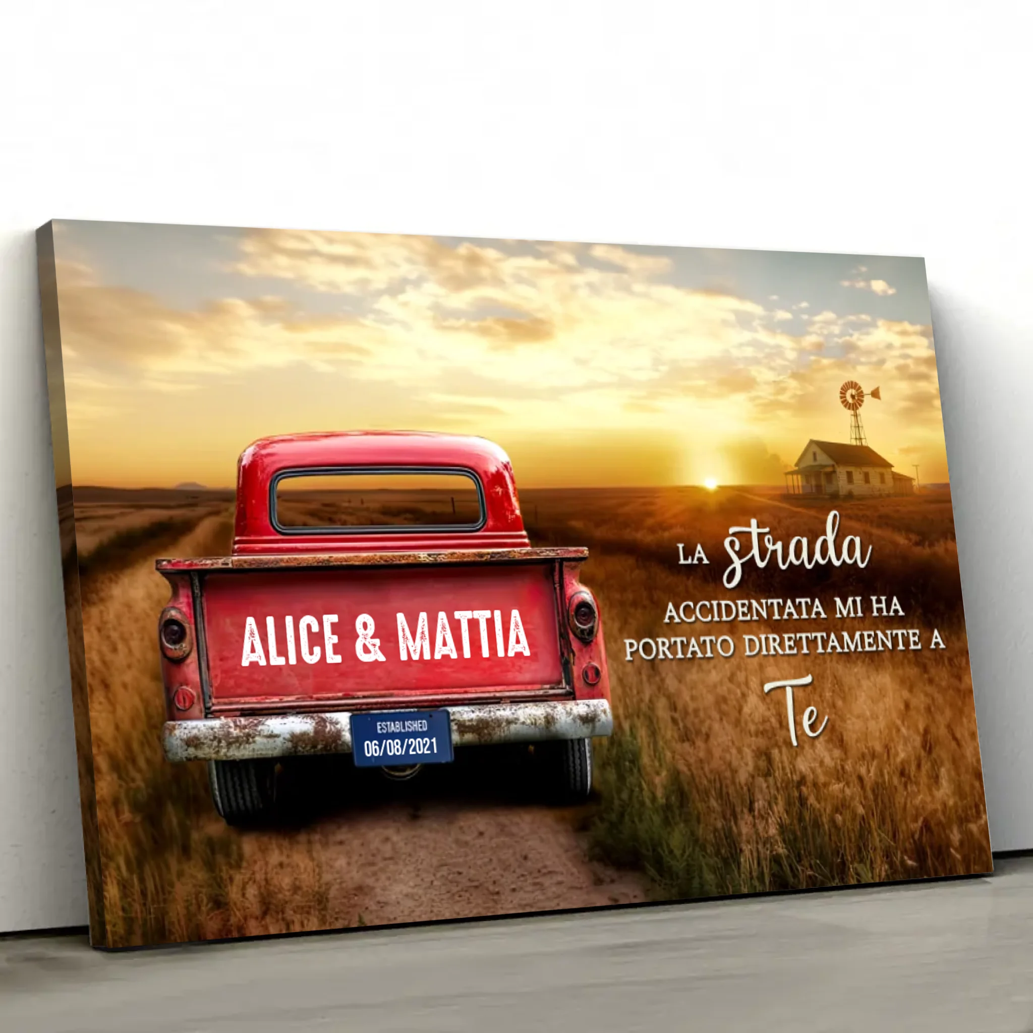 Tela personalizzata “La strada accidentata mi ha portato dritto da te”