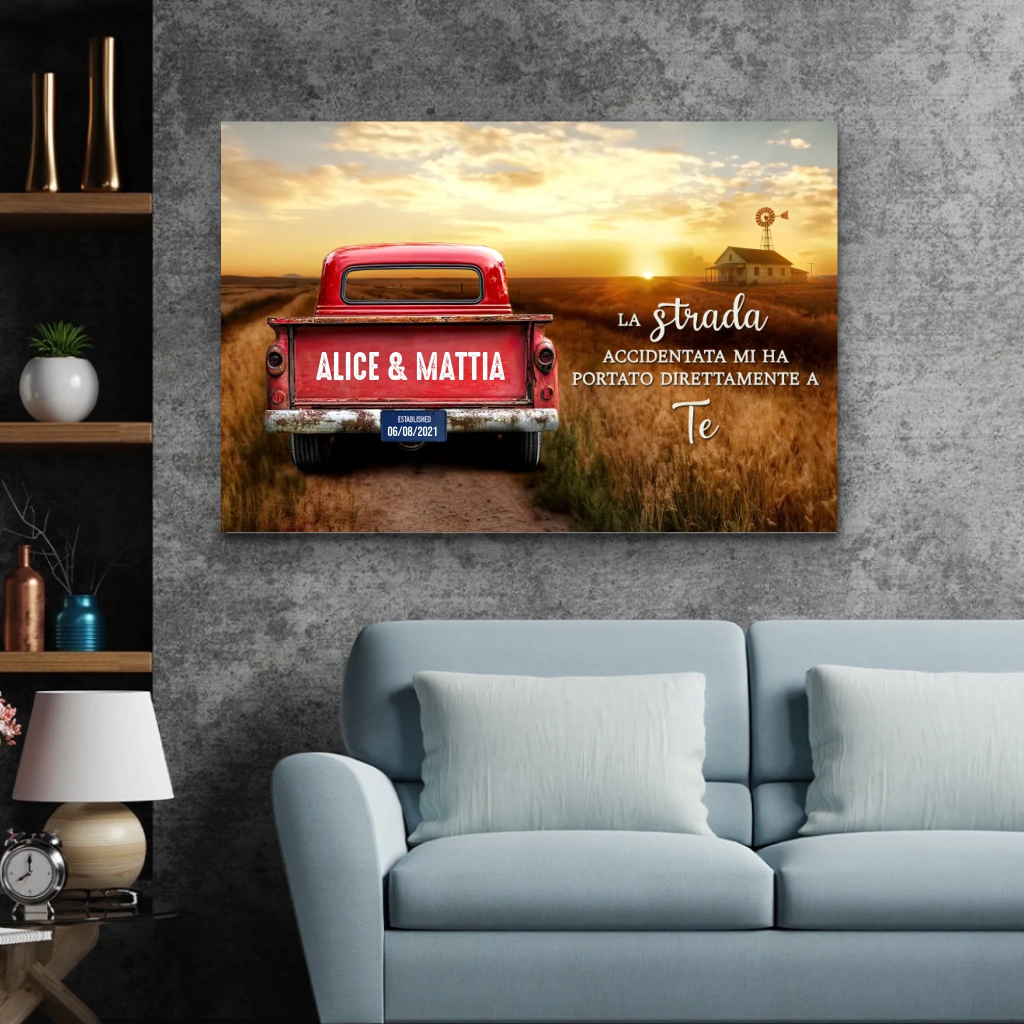 Tela personalizzata “La strada accidentata mi ha portato dritto da te”