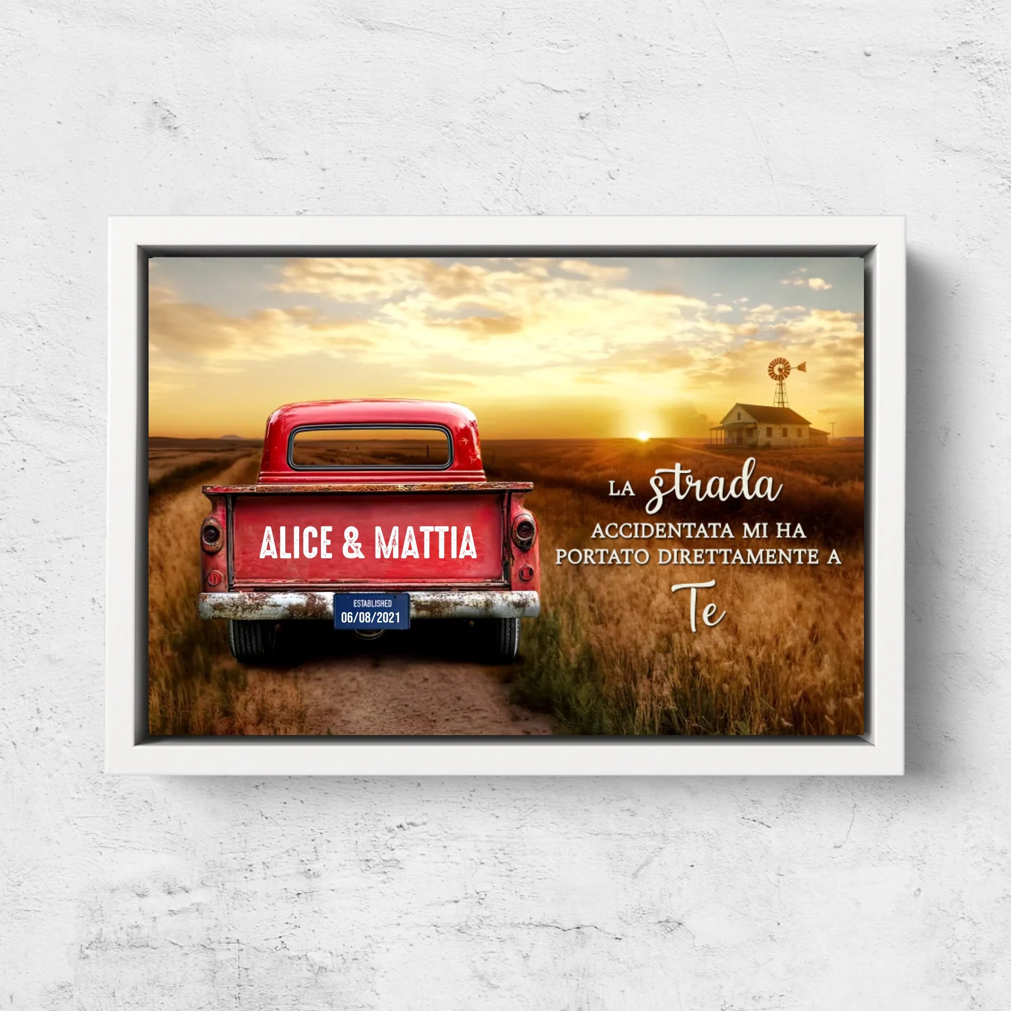 Tela personalizzata “La strada accidentata mi ha portato dritto da te”