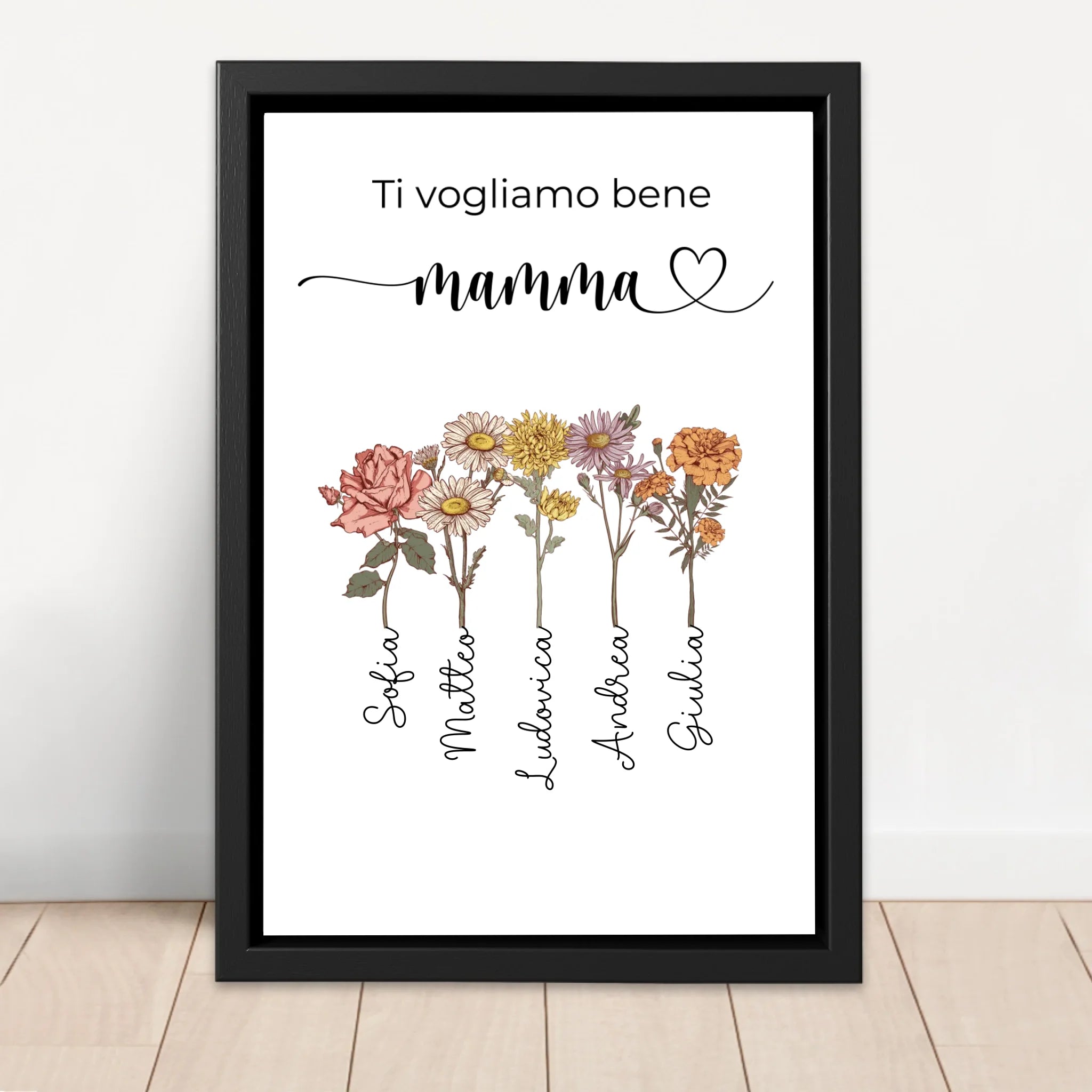 Tela personalizzata "Fiori per la mamma - Ti vogliamo bene"