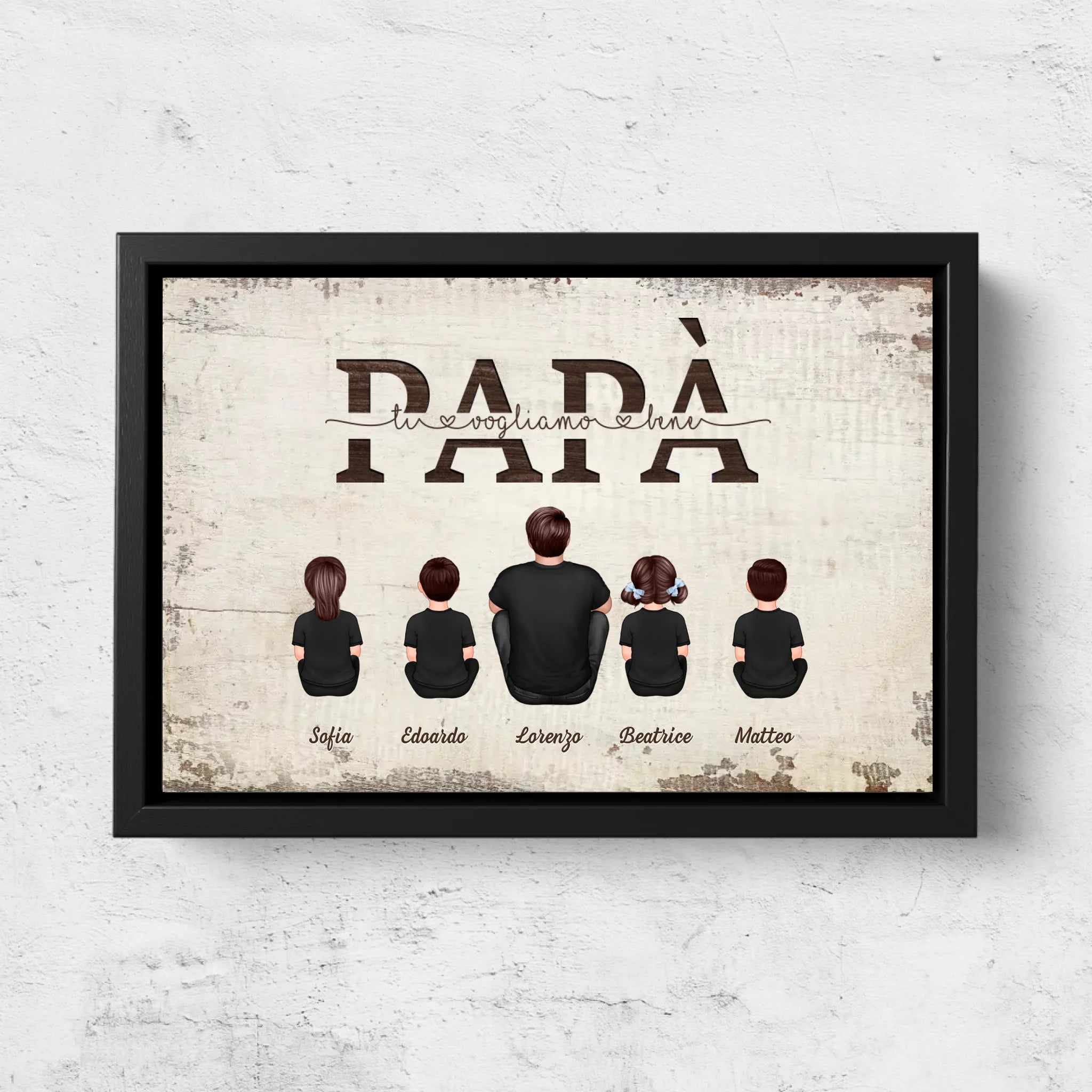 Tela personalizzata “Papà, ti vogliamo bene - Con i membri della famiglia”