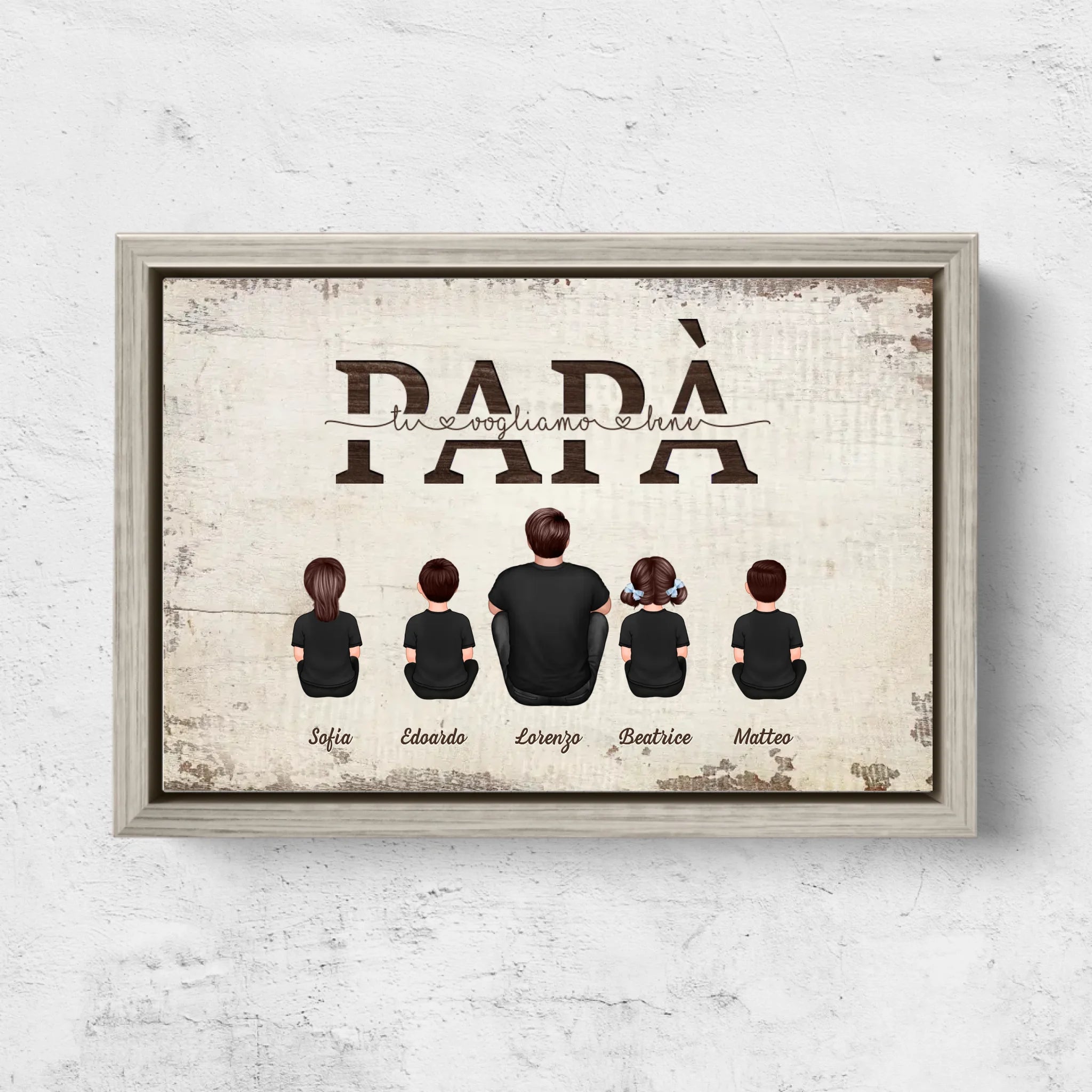 Tela personalizzata “Papà, ti vogliamo bene - Con i membri della famiglia”