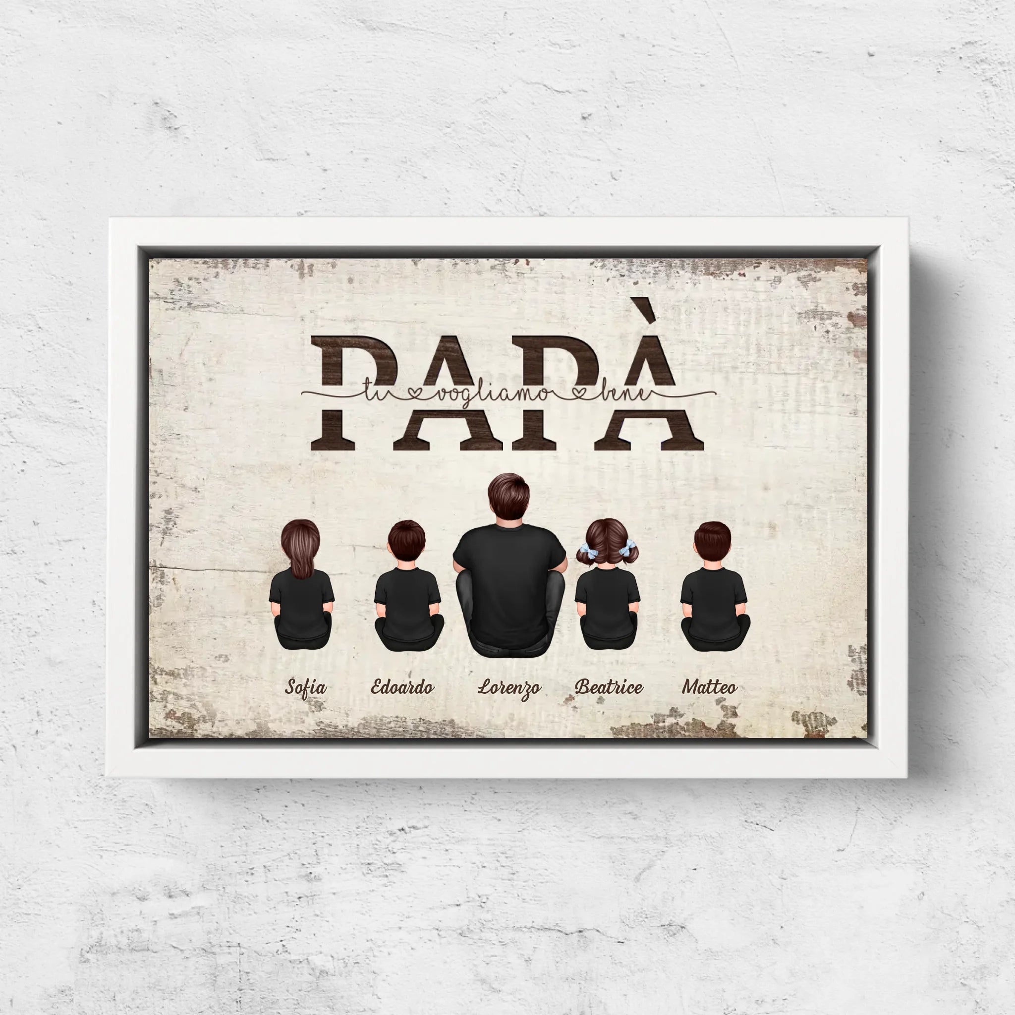 Tela personalizzata “Papà, ti vogliamo bene - Con i membri della famiglia”