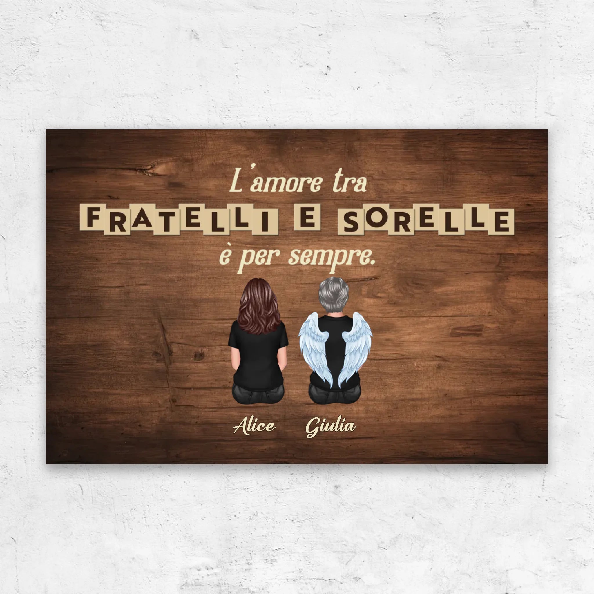 Tela personalizzata “L'amore tra fratelli e sorelle è per sempre”