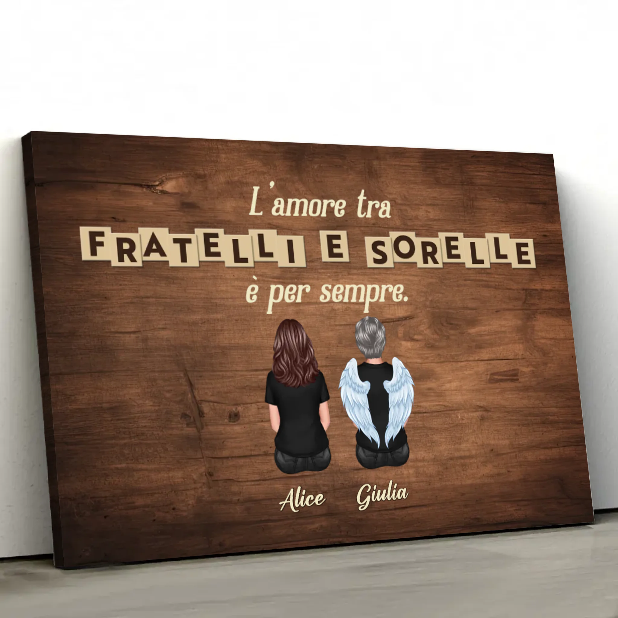 Tela personalizzata “L'amore tra fratelli e sorelle è per sempre”