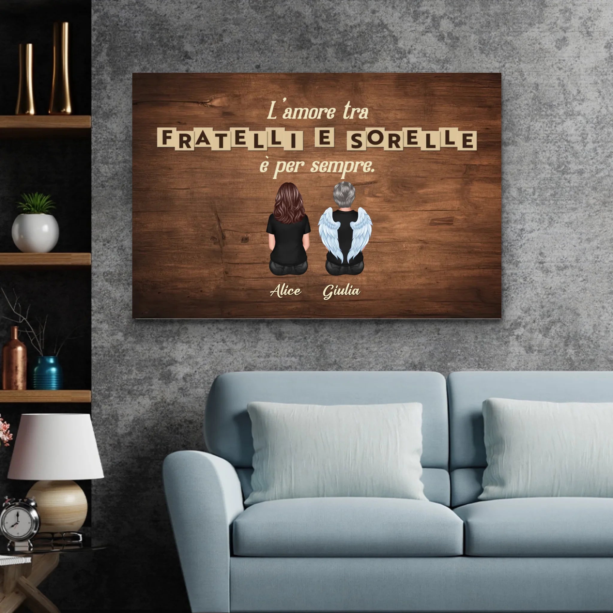 Tela personalizzata “L'amore tra fratelli e sorelle è per sempre”