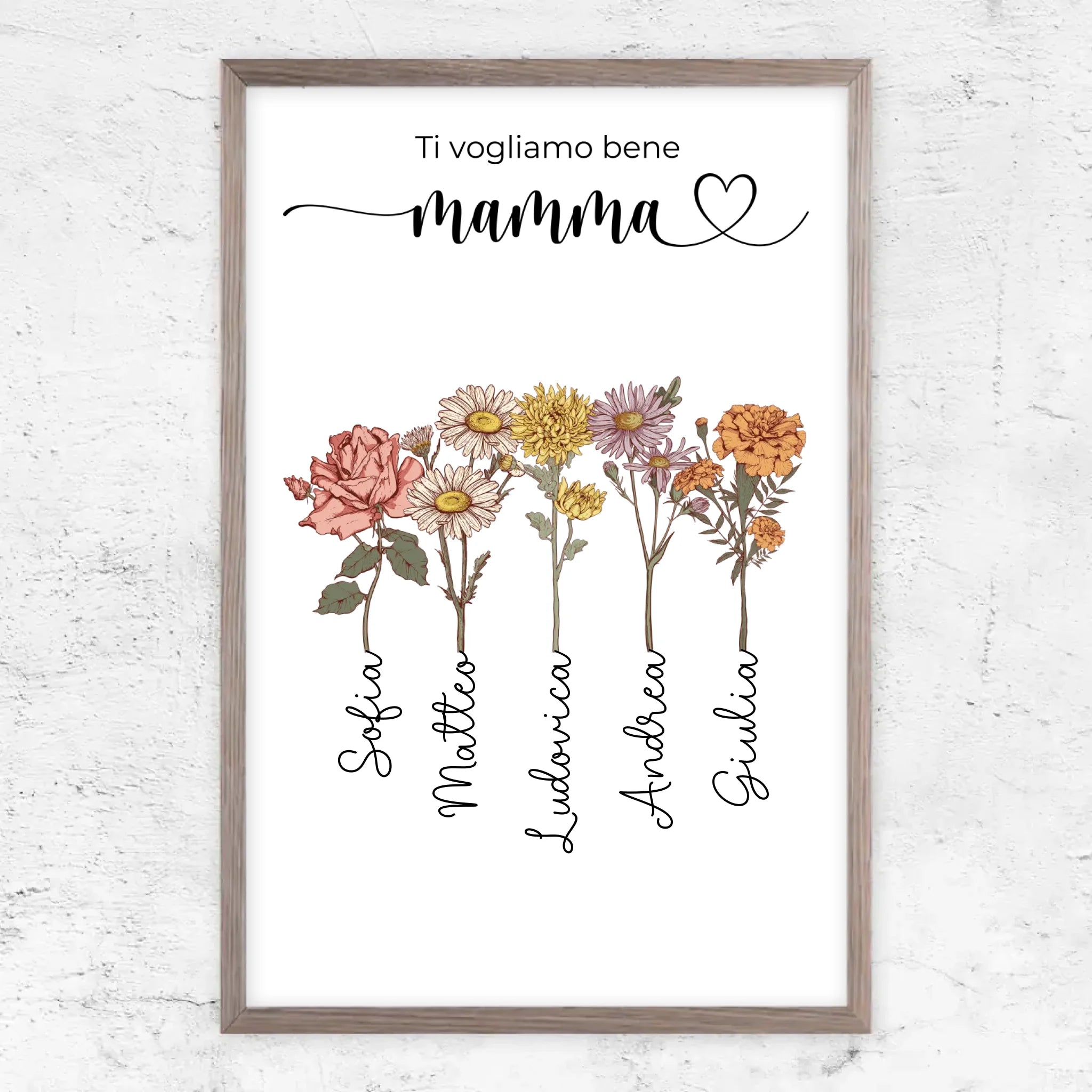 Poster personalizzato "Fiori per la mamma - Ti vogliamo bene"