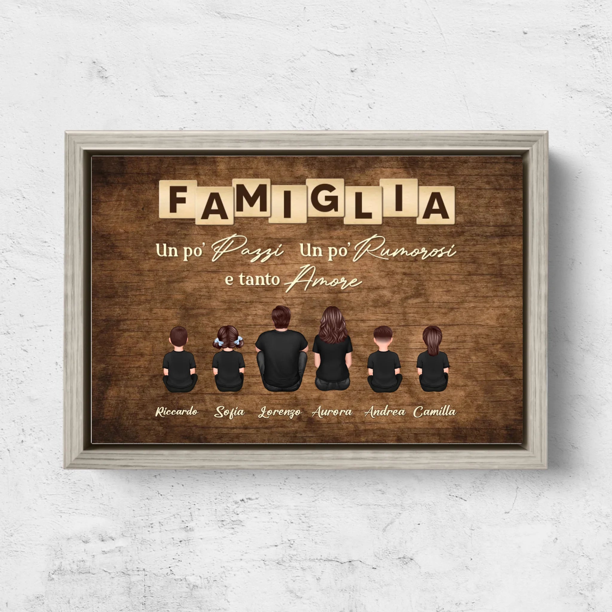 Tela personalizzata "Famiglia, follia, chiasso e tanto amore"