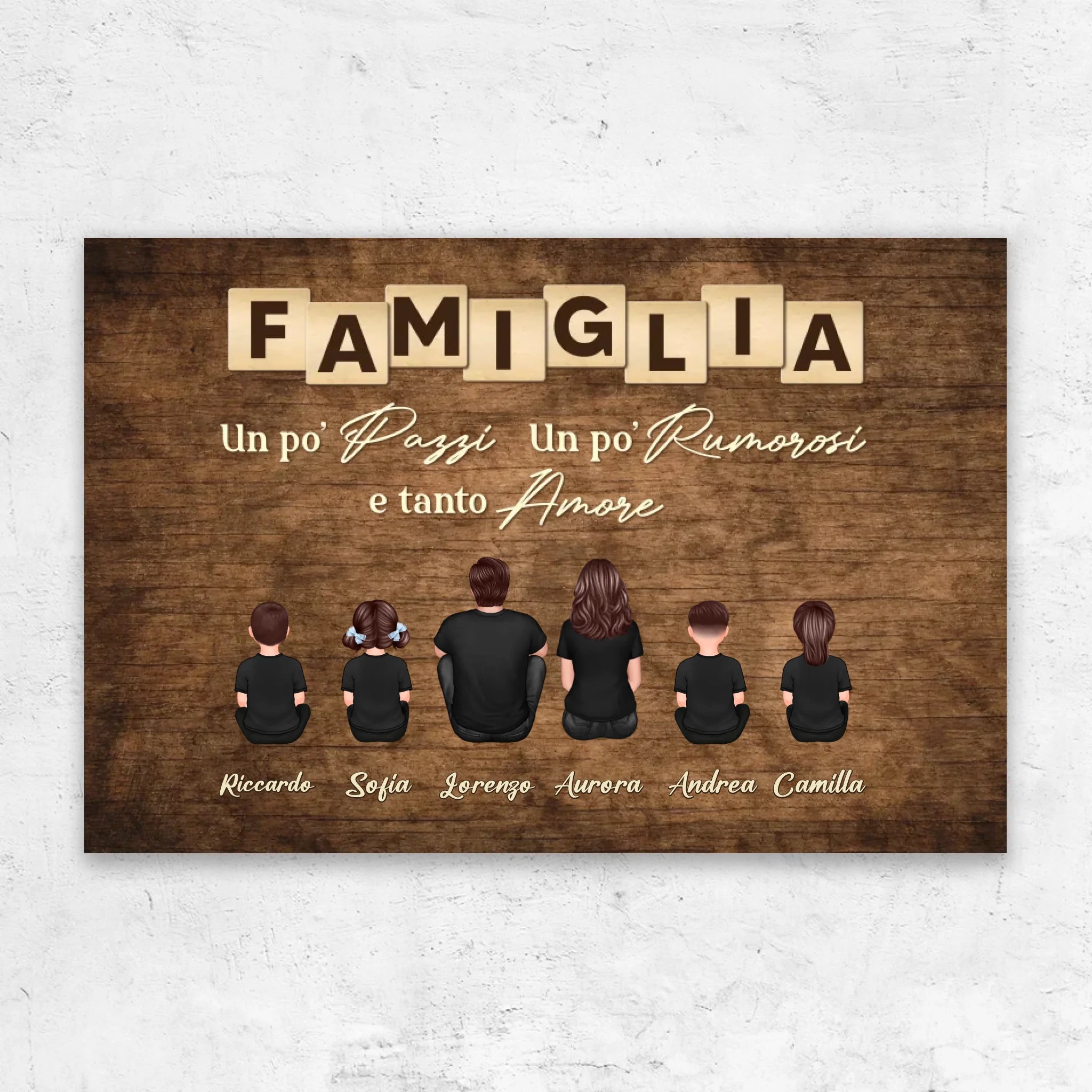 Tela personalizzata "Famiglia, follia, chiasso e tanto amore"