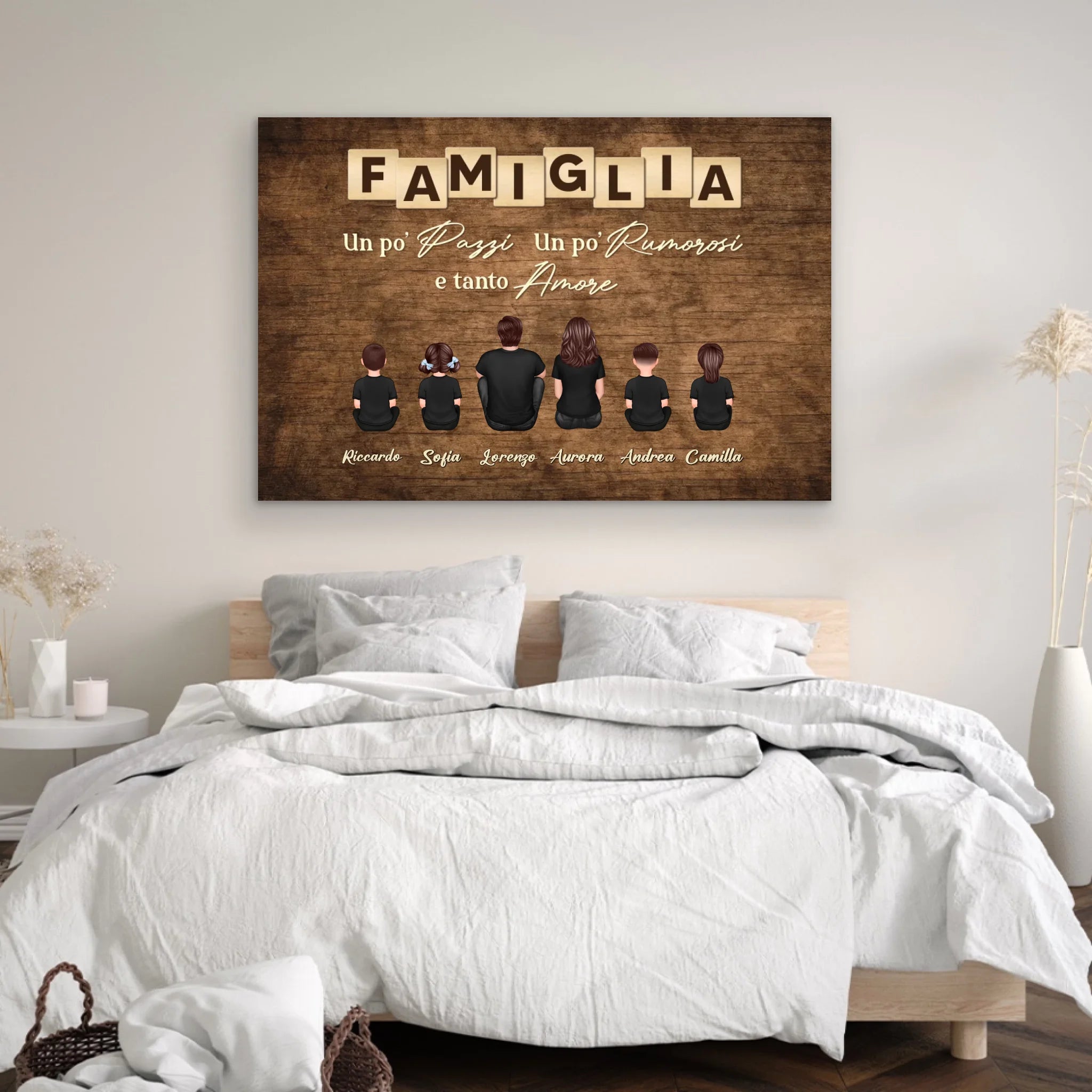 Tela personalizzata "Famiglia, follia, chiasso e tanto amore"