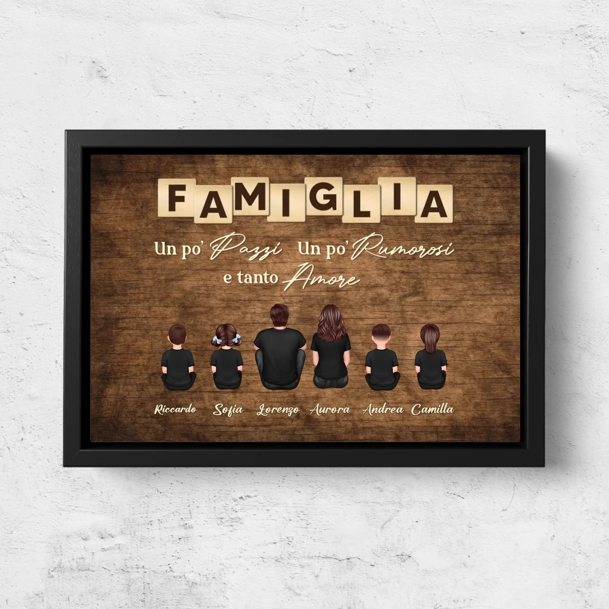 Tela personalizzata "Famiglia, follia, chiasso e tanto amore"