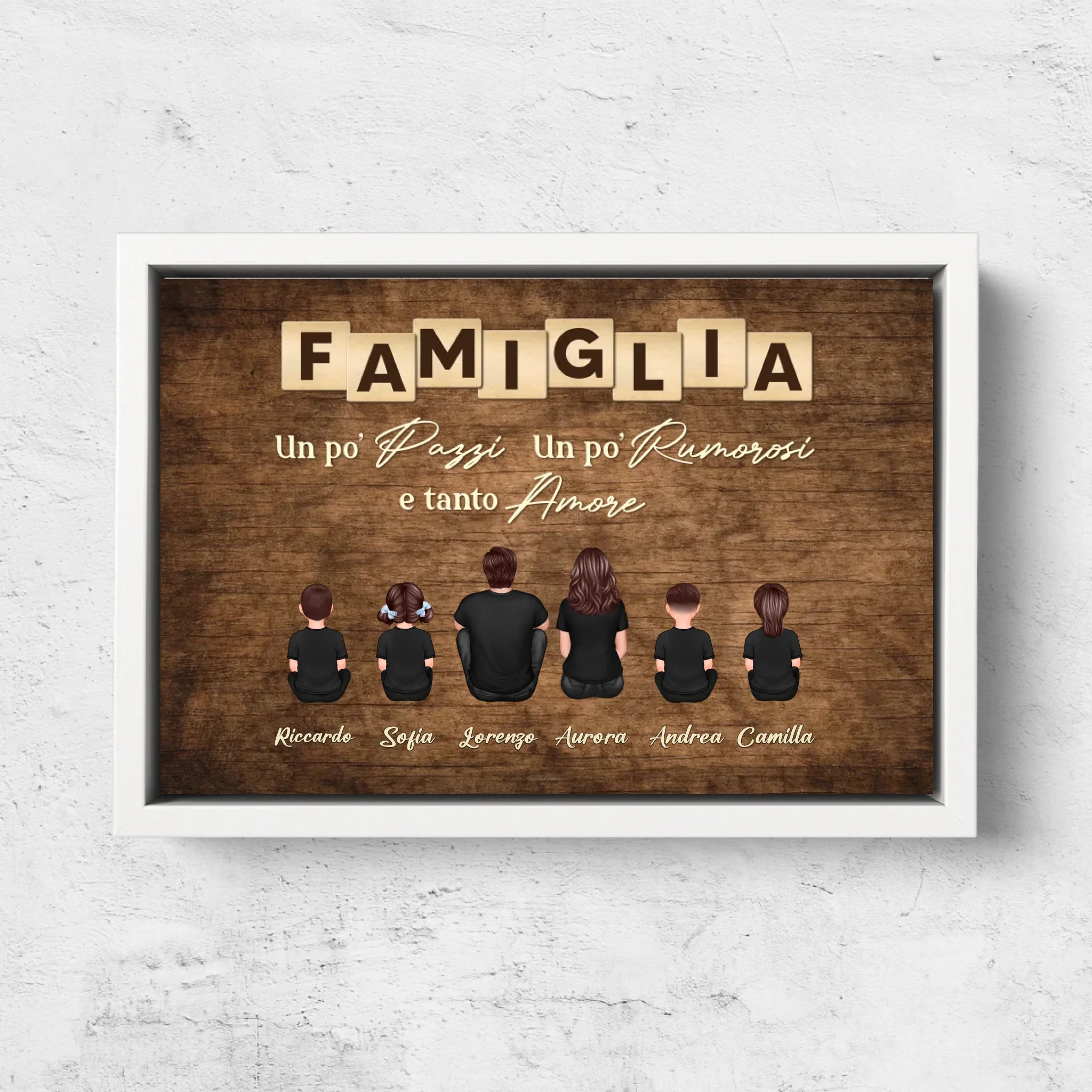 Tela personalizzata "Famiglia, follia, chiasso e tanto amore"