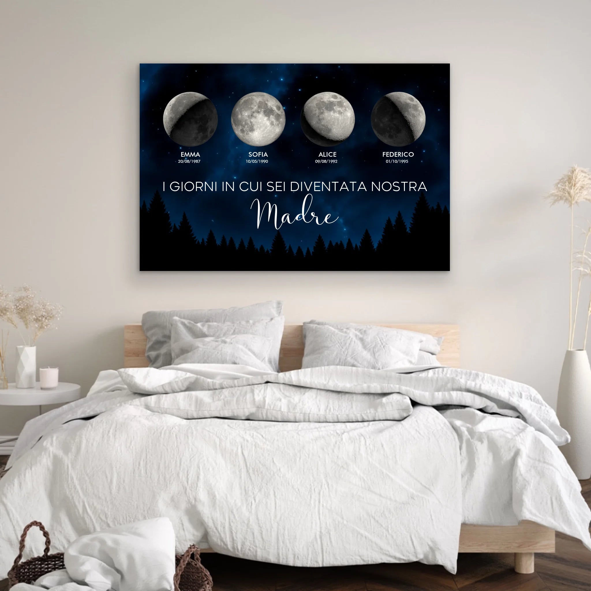 Tela personalizzata "Fase lunare - I giorni in cui sei diventata nostra madre"