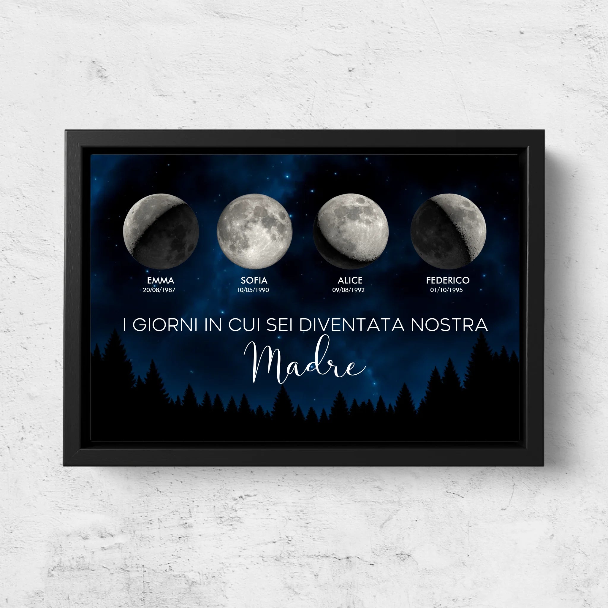 Tela personalizzata "Fase lunare - I giorni in cui sei diventata nostra madre"