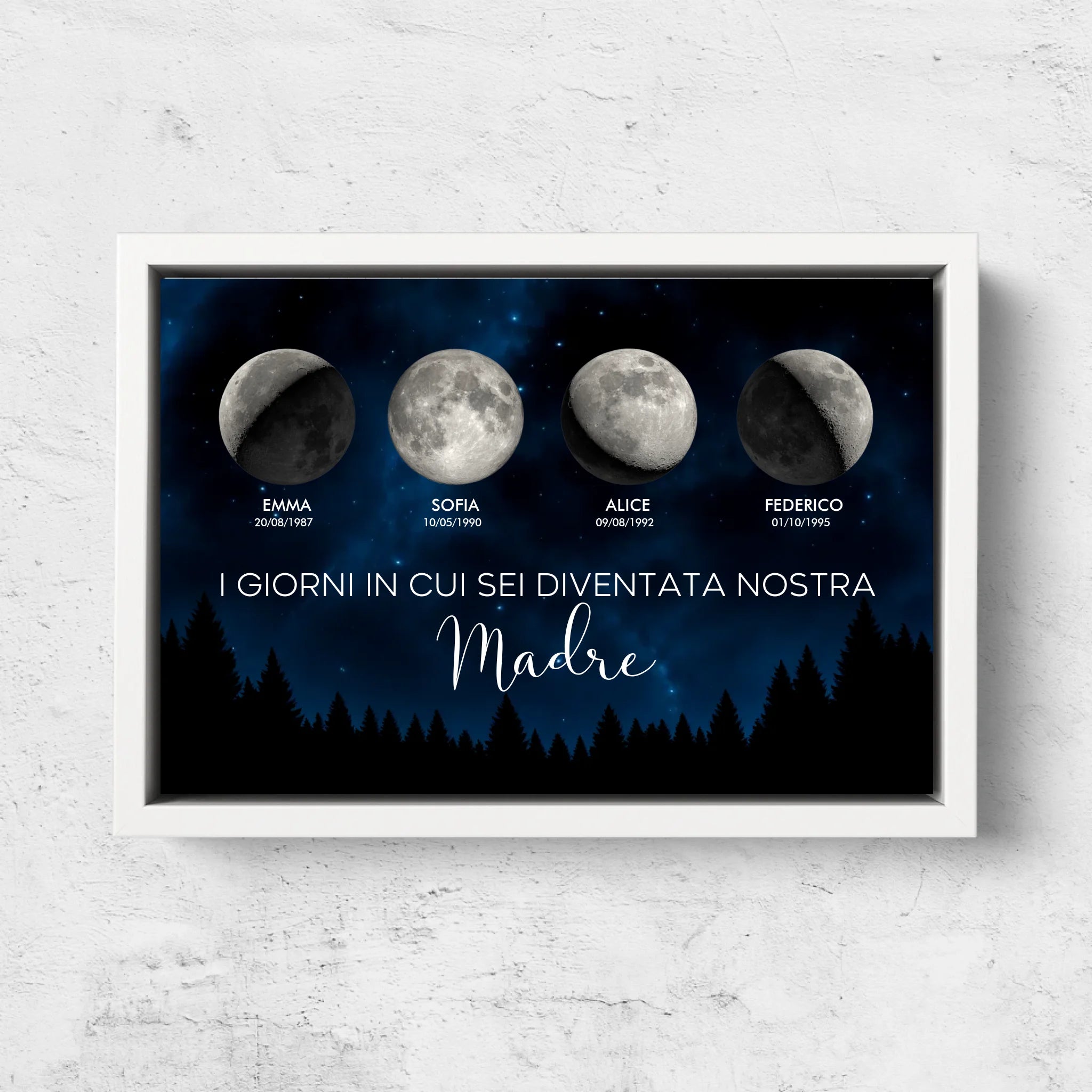 Tela personalizzata "Fase lunare - I giorni in cui sei diventata nostra madre"