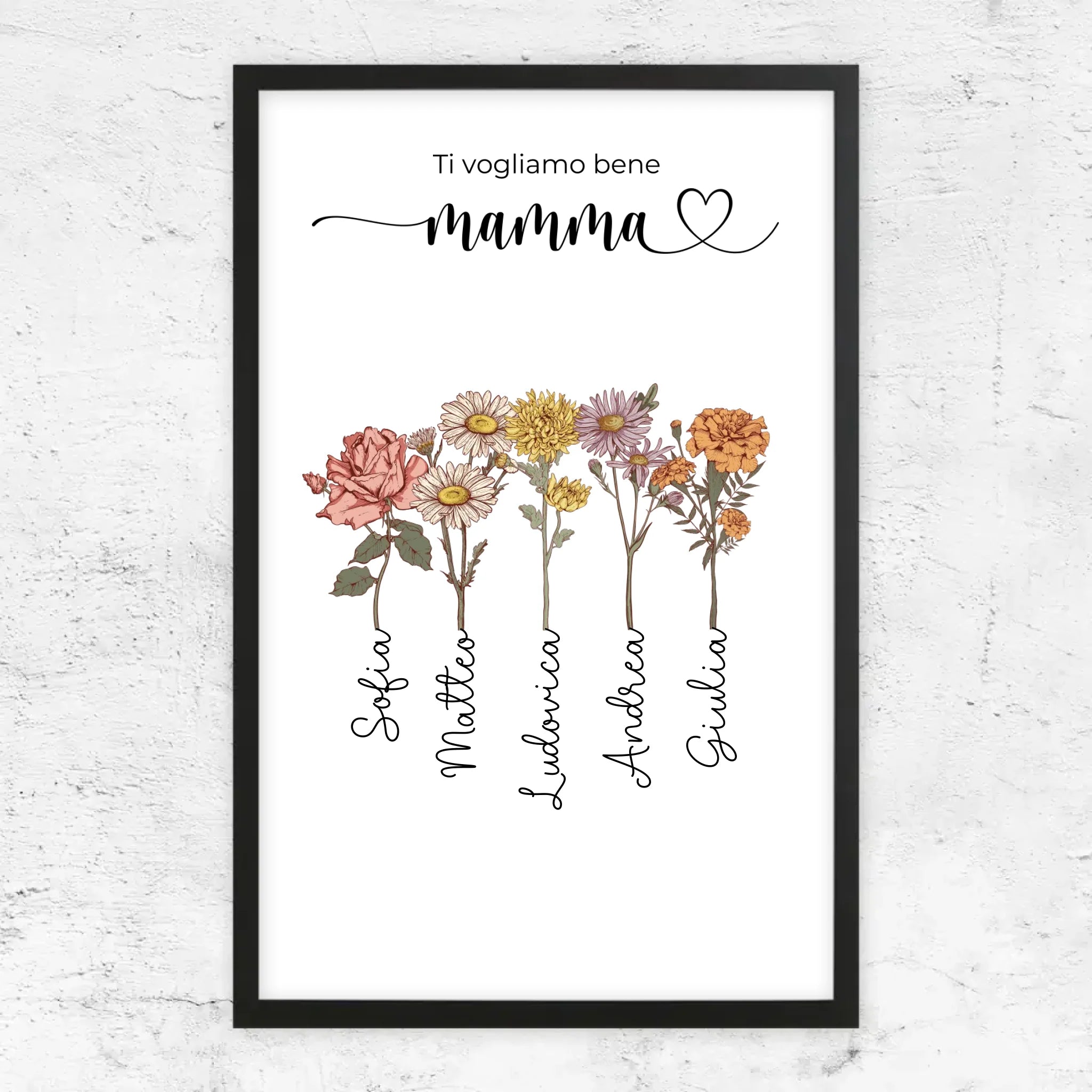 Poster personalizzato "Fiori per la mamma - Ti vogliamo bene"