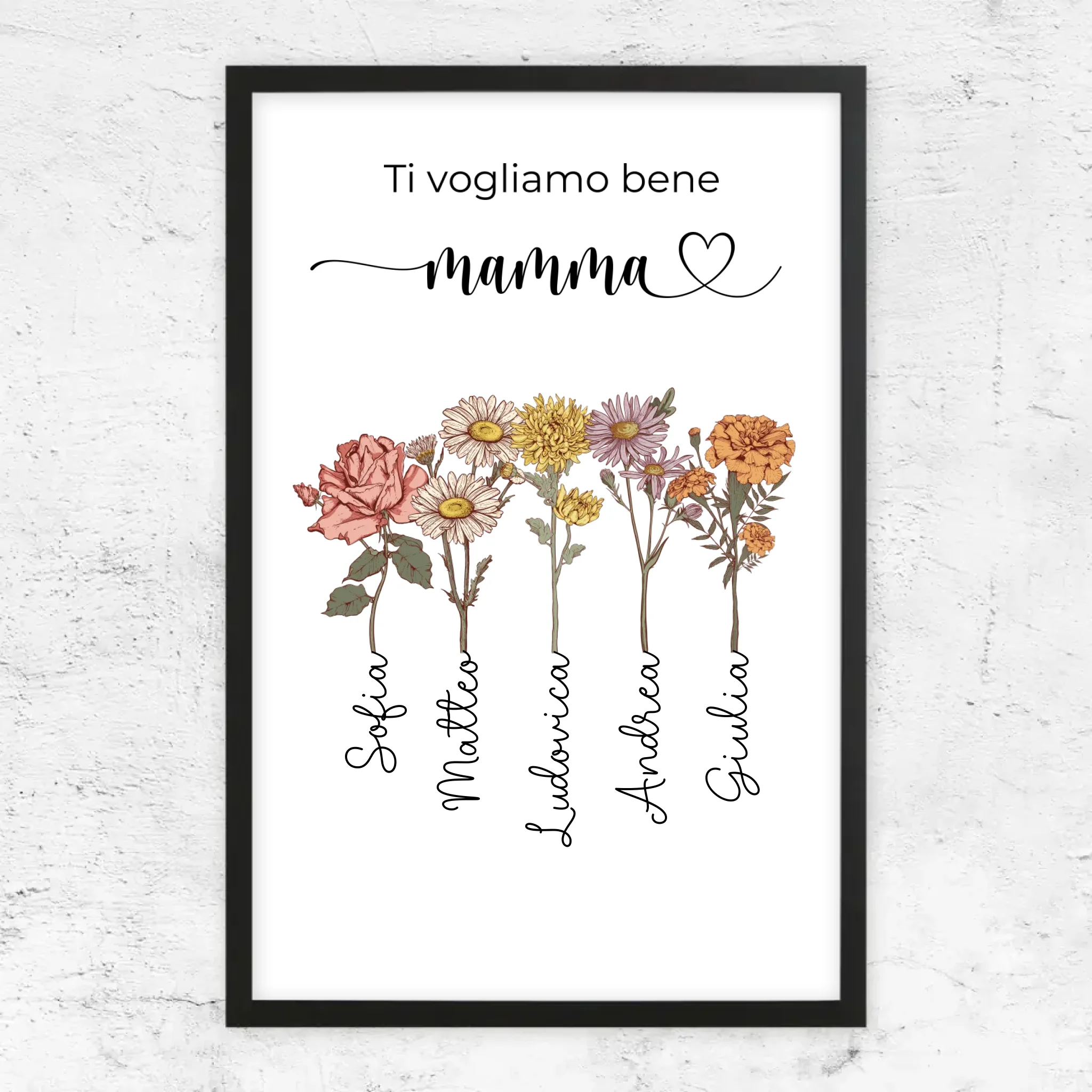 Poster personalizzato "Fiori per la mamma - Ti vogliamo bene"