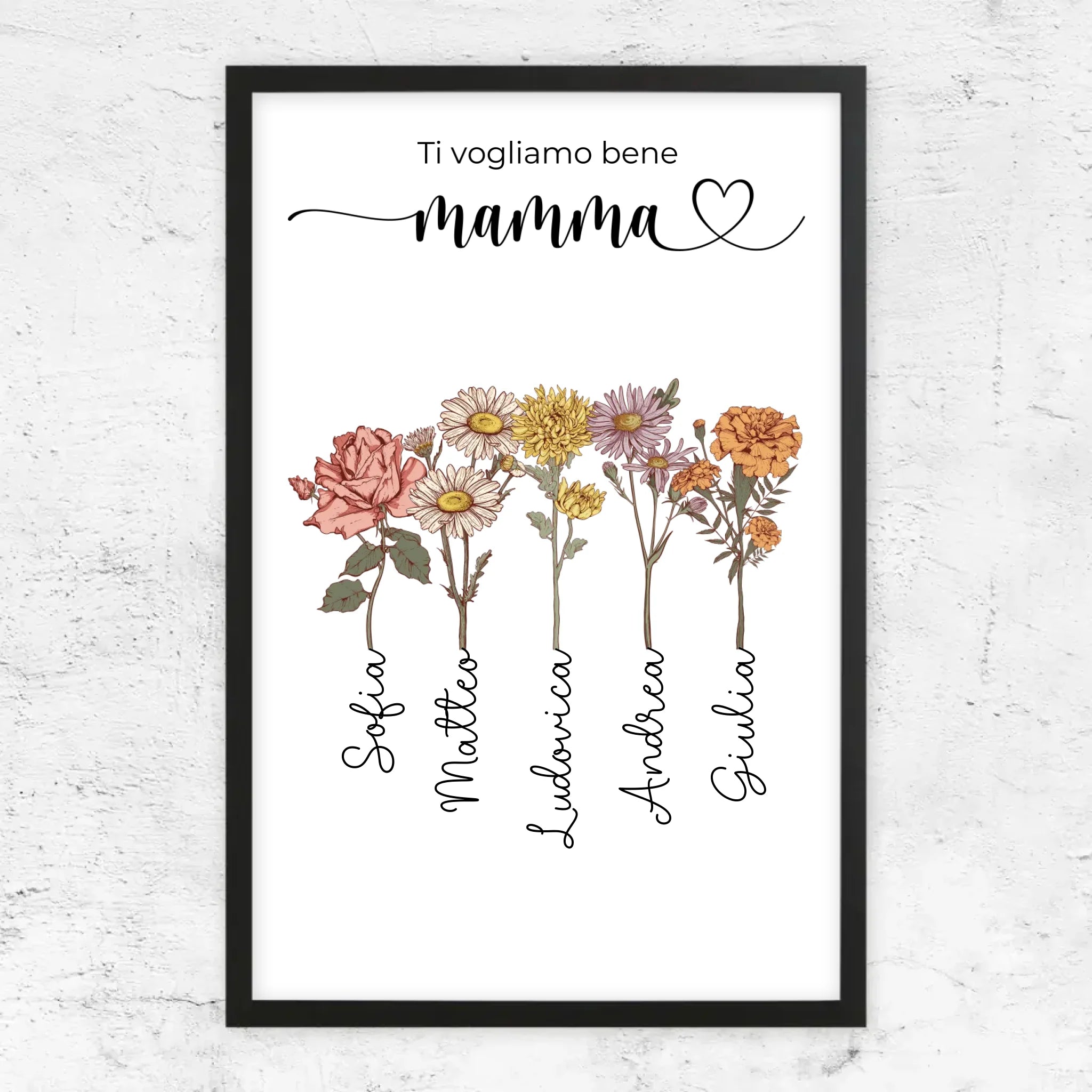 Poster personalizzato "Fiori per la mamma - Ti vogliamo bene"