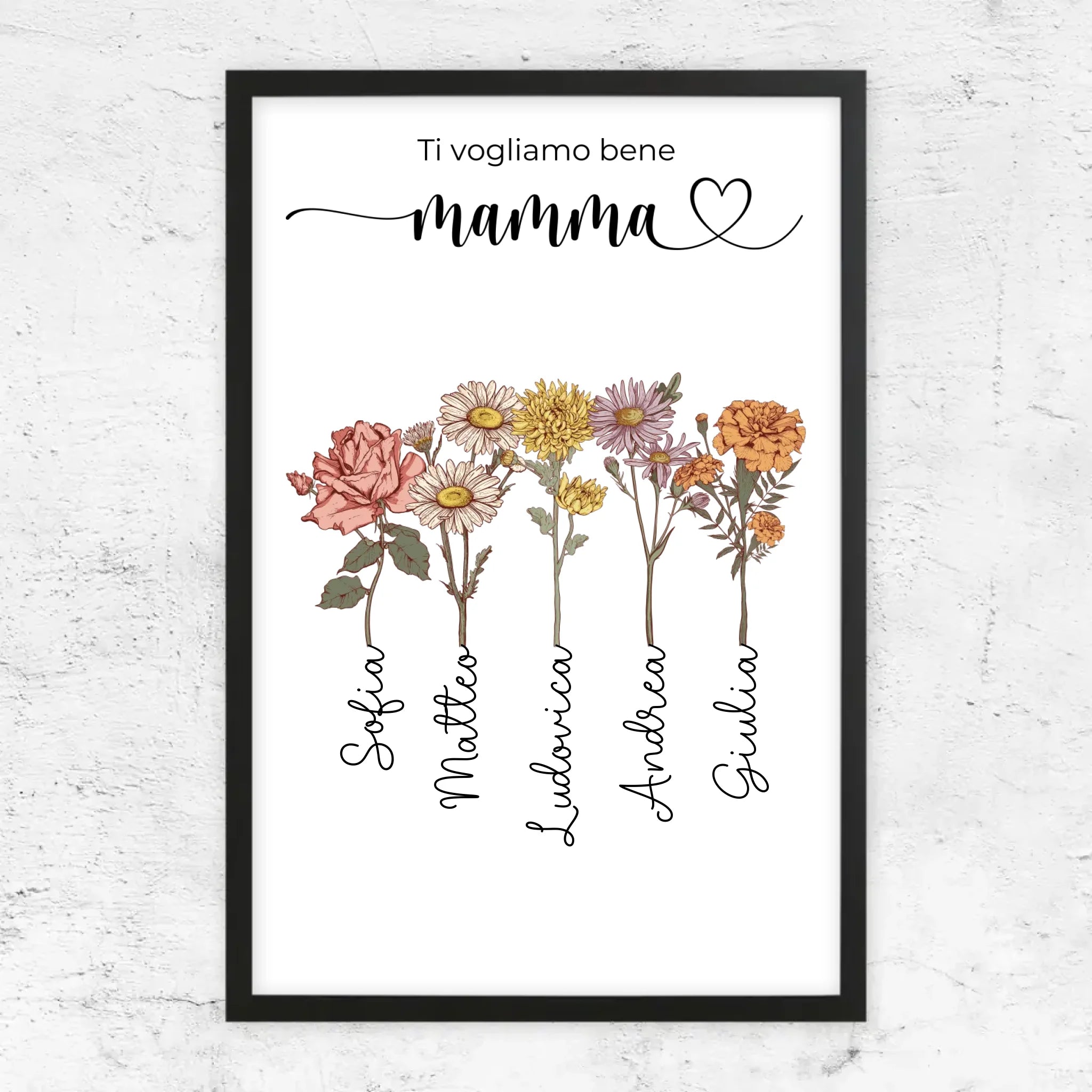 Poster personalizzato "Fiori per la mamma - Ti vogliamo bene"