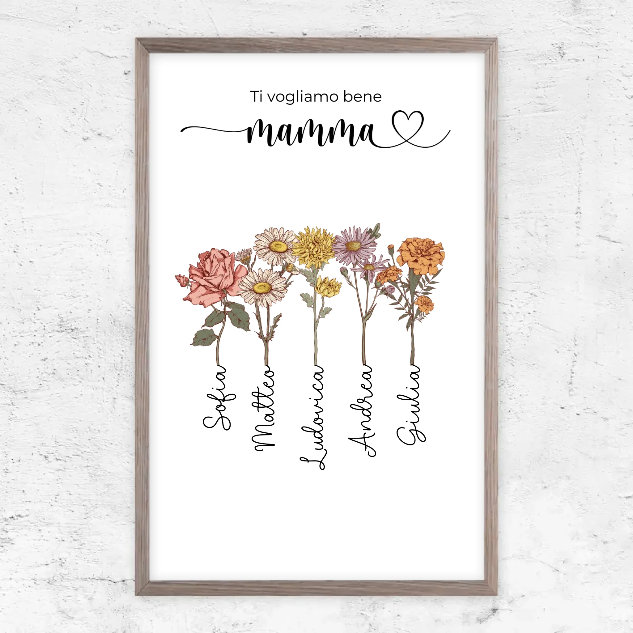 Poster personalizzato "Fiori per la mamma - Ti vogliamo bene"