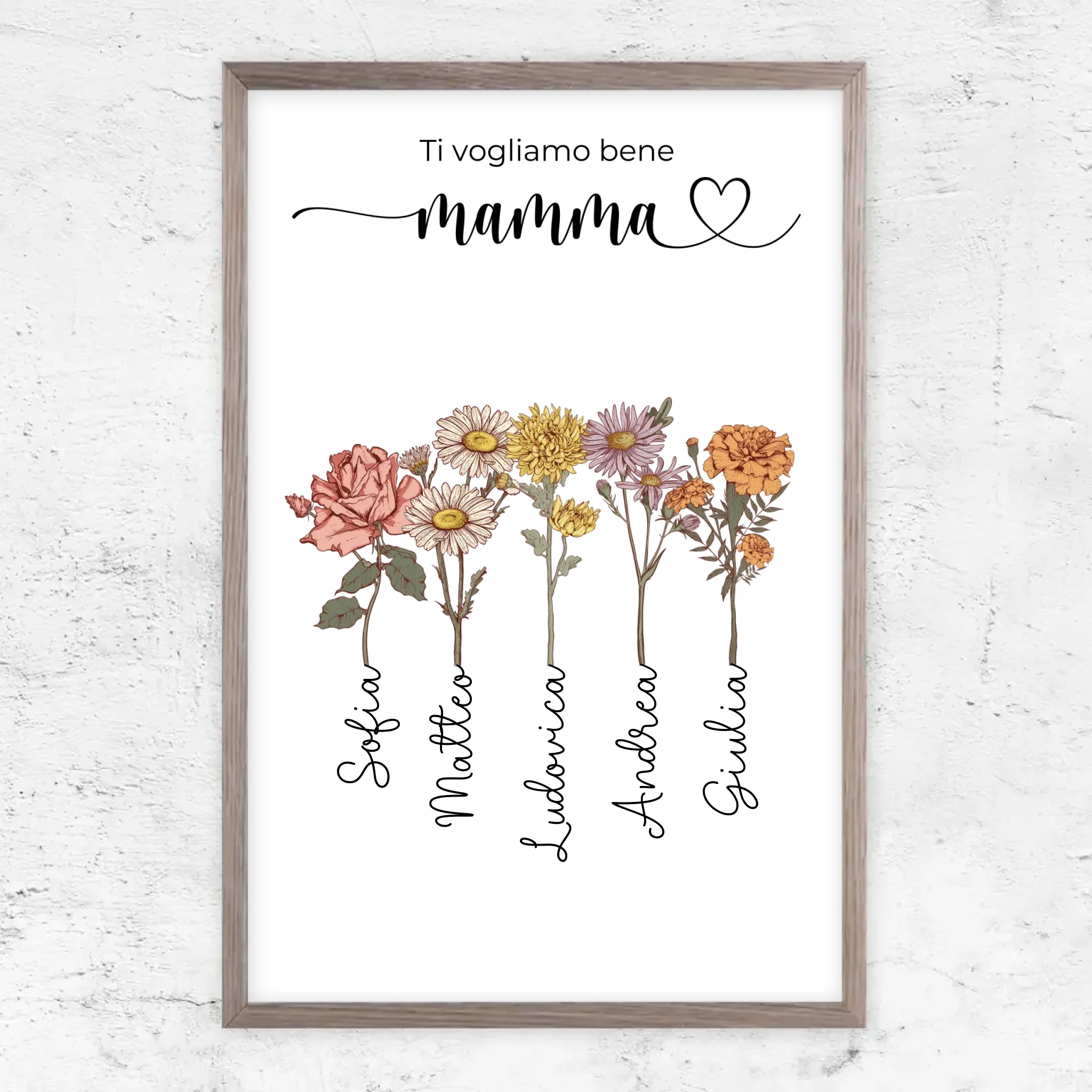 Poster personalizzato "Fiori per la mamma - Ti vogliamo bene"
