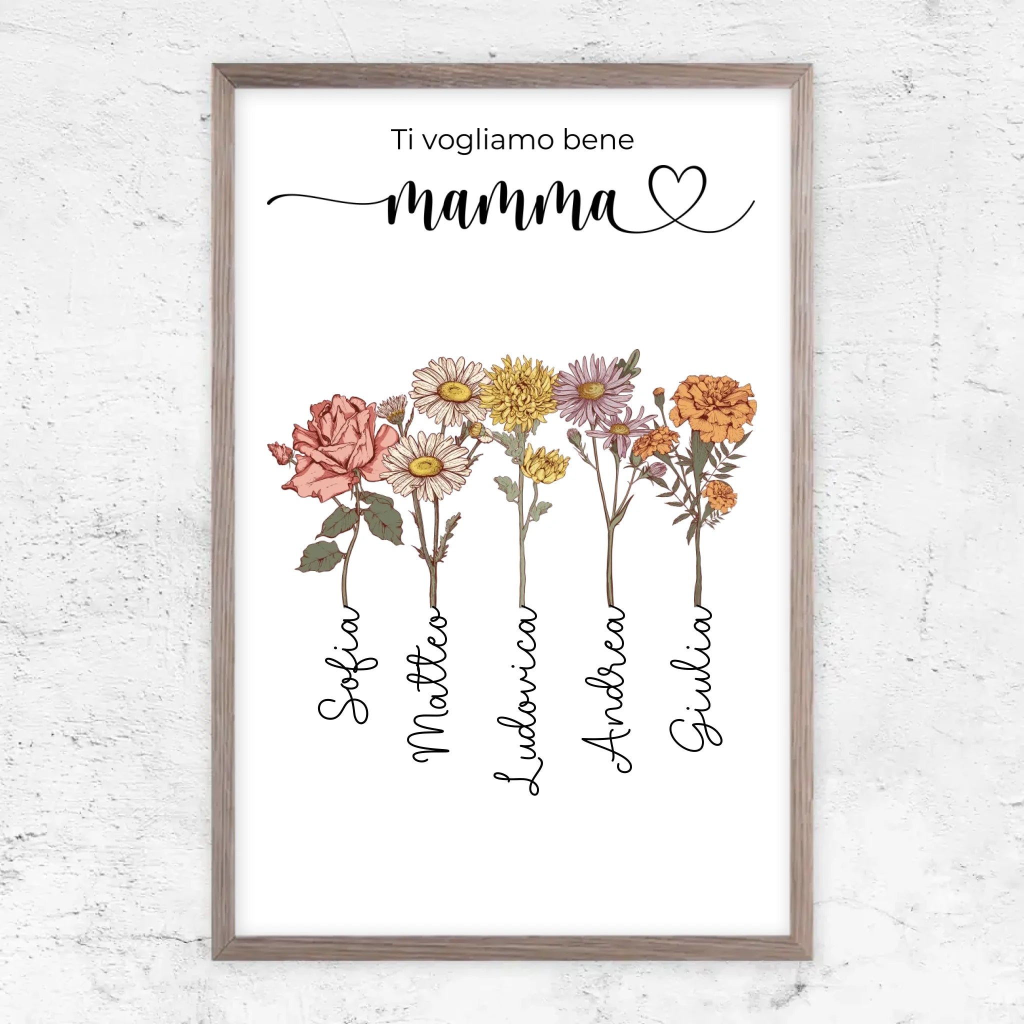 Poster personalizzato "Fiori per la mamma - Ti vogliamo bene"