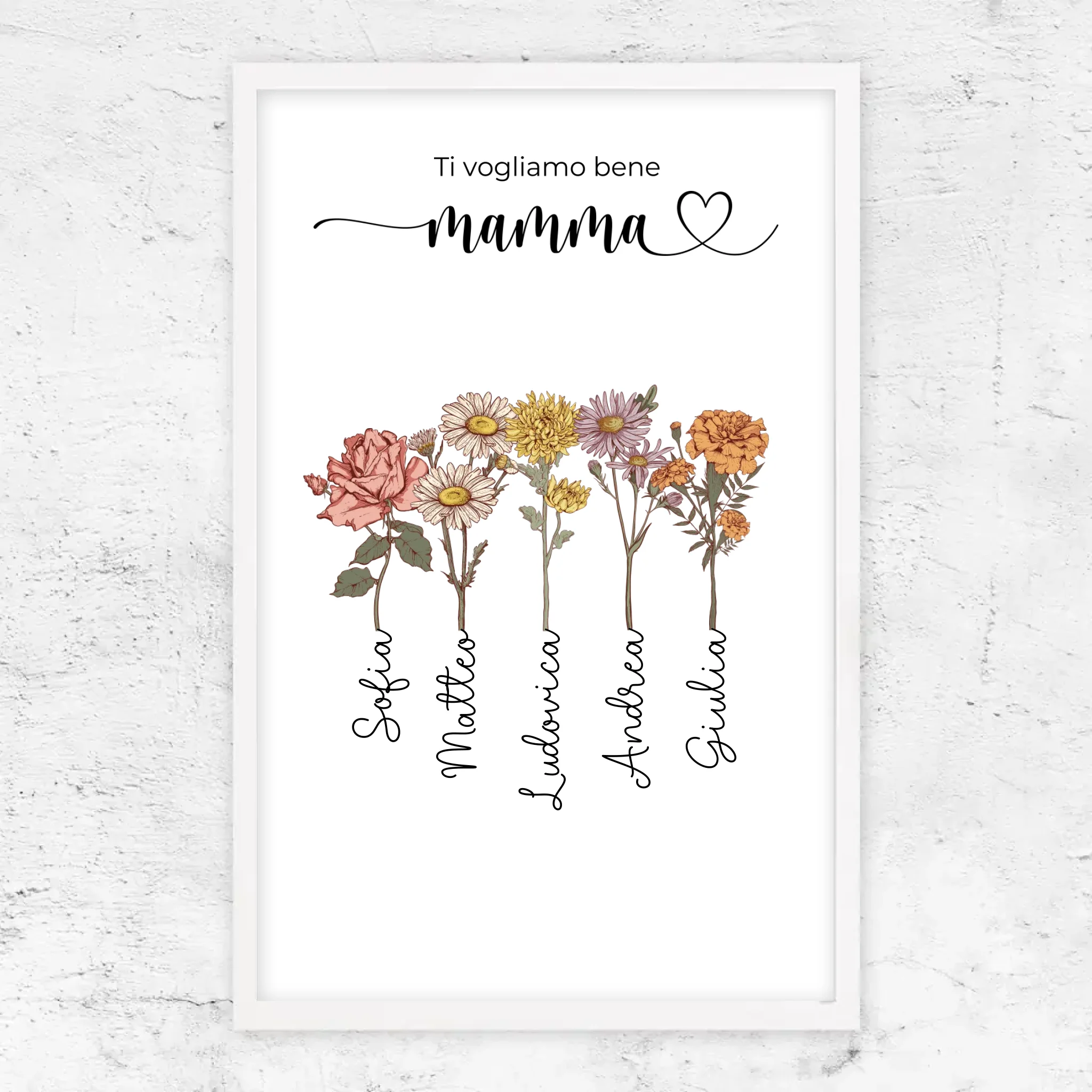 Poster personalizzato "Fiori per la mamma - Ti vogliamo bene"