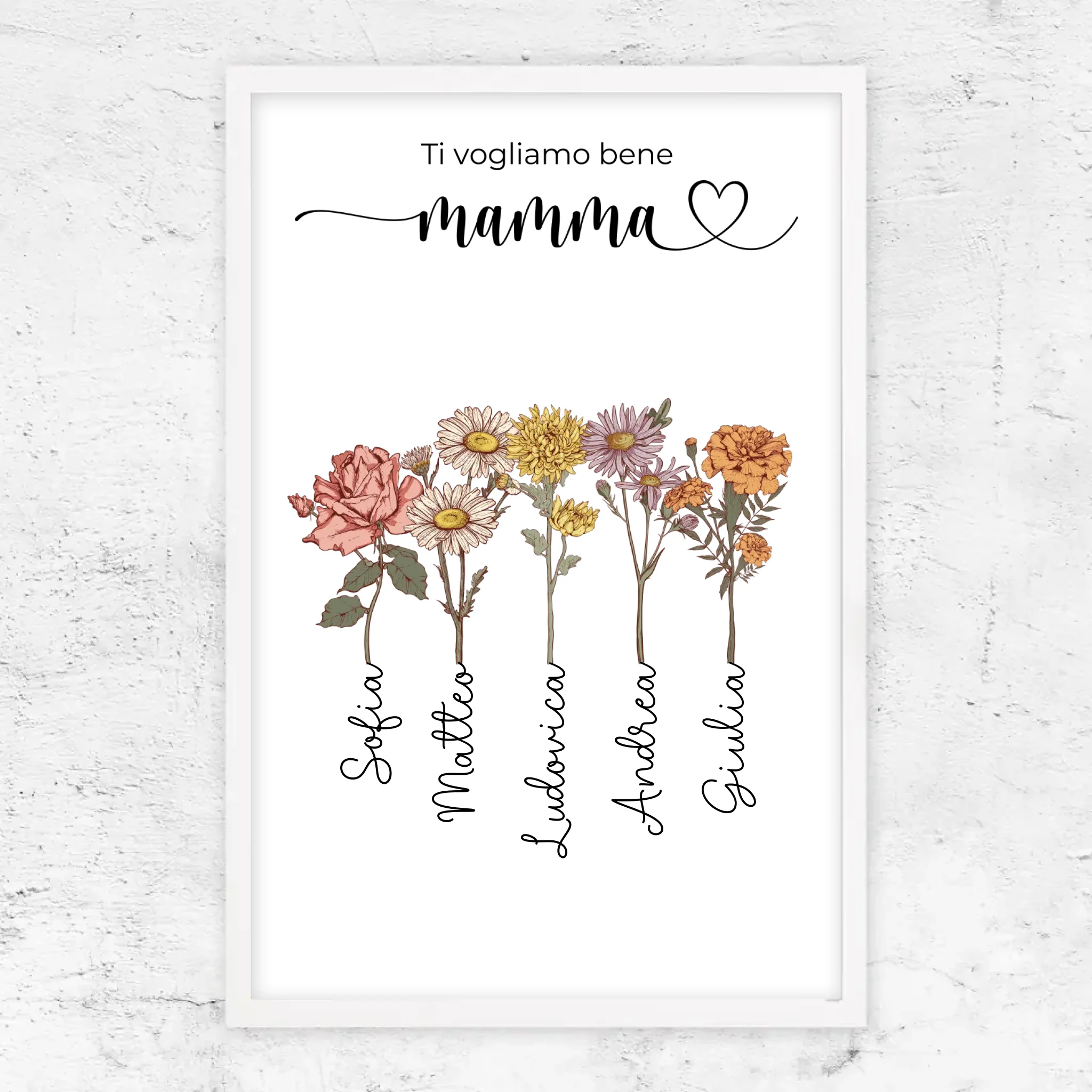 Poster personalizzato "Fiori per la mamma - Ti vogliamo bene"