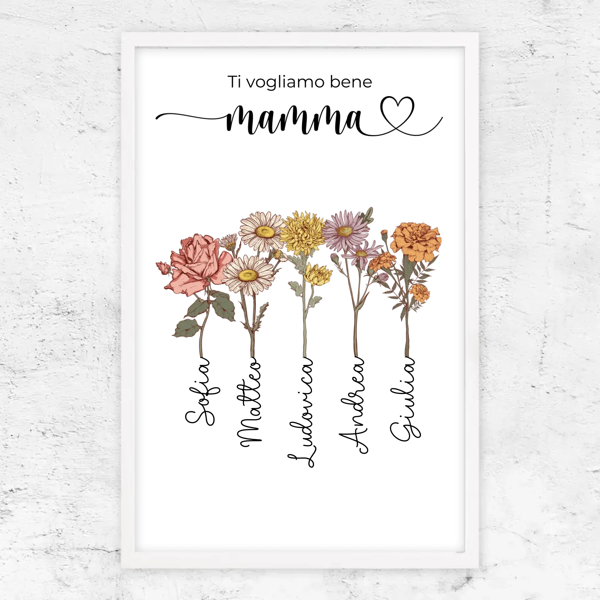 Poster personalizzato "Fiori per la mamma - Ti vogliamo bene"