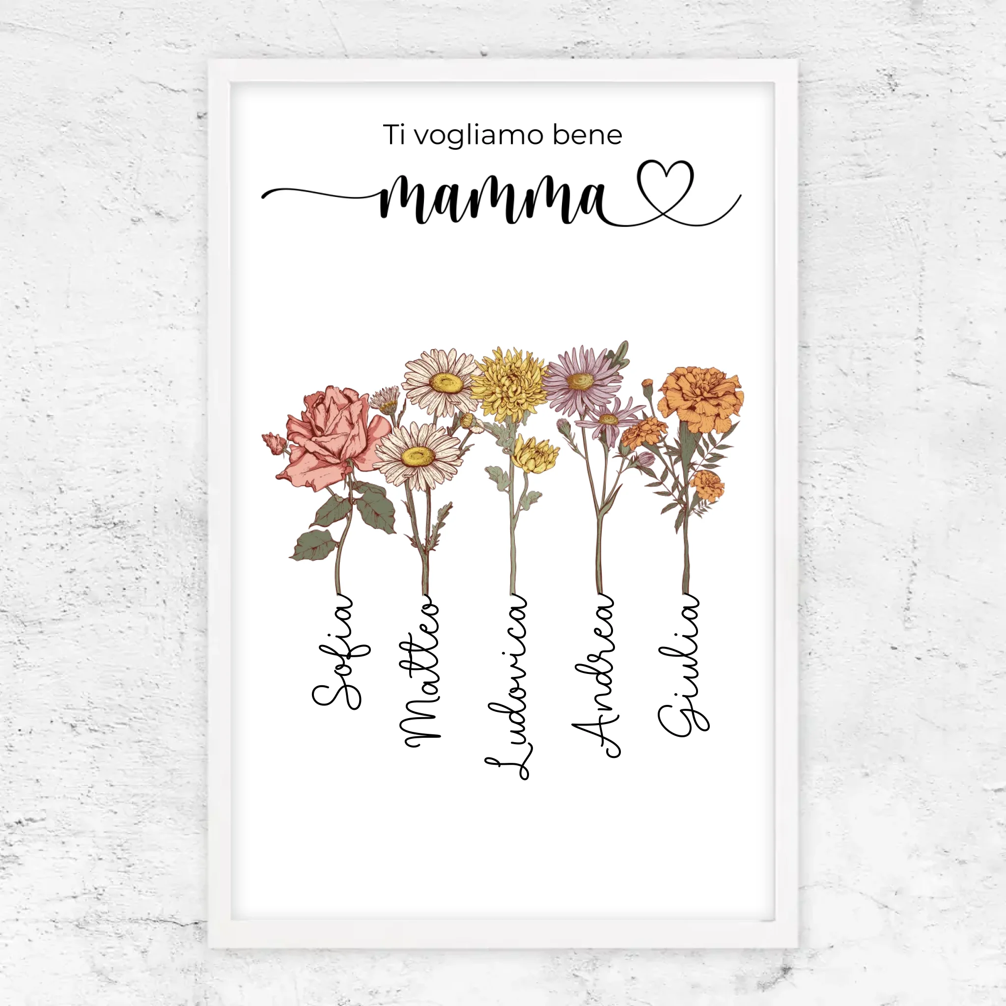 Poster personalizzato "Fiori per la mamma - Ti vogliamo bene"