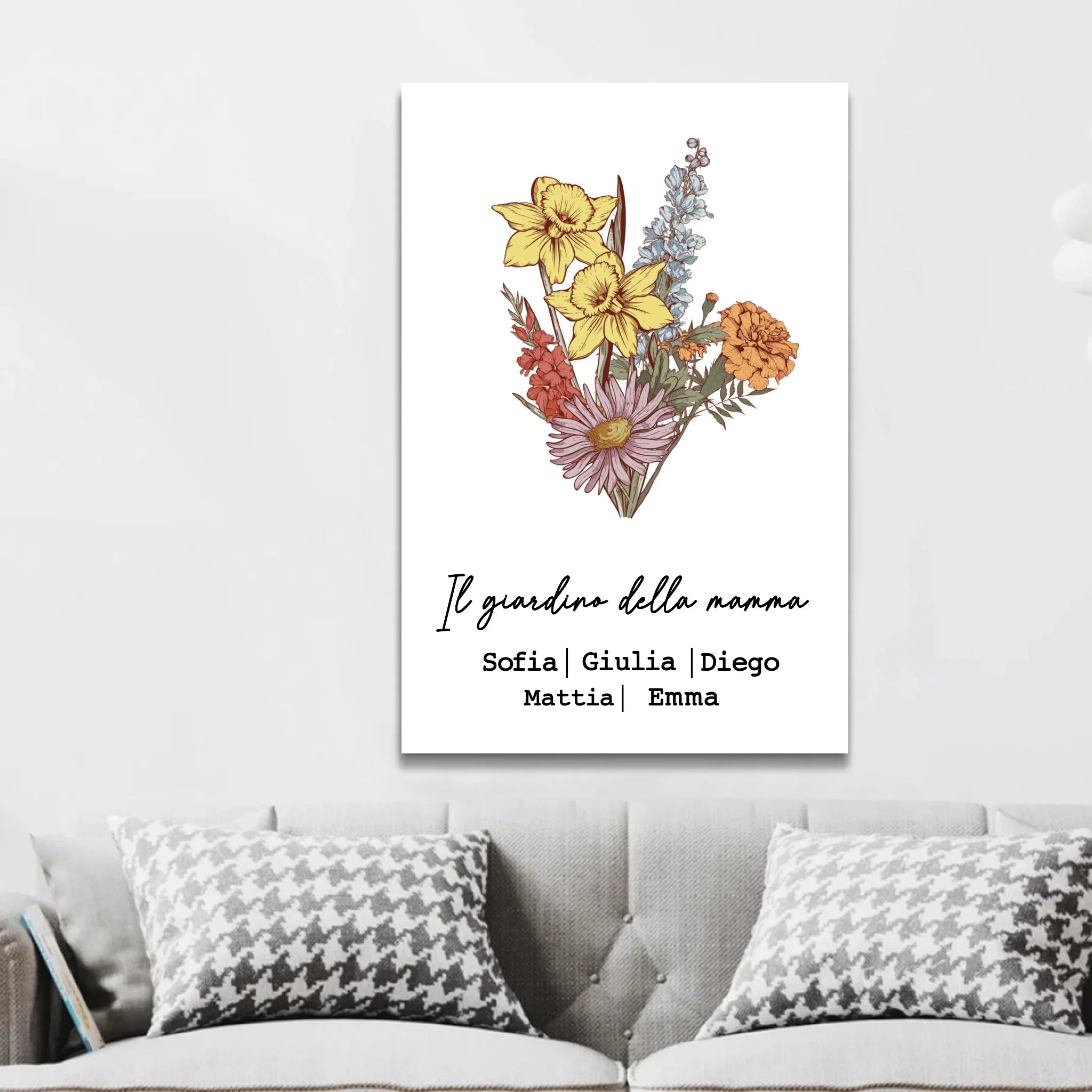 Tela personalizzata "Bouquet di fiori di nascita"