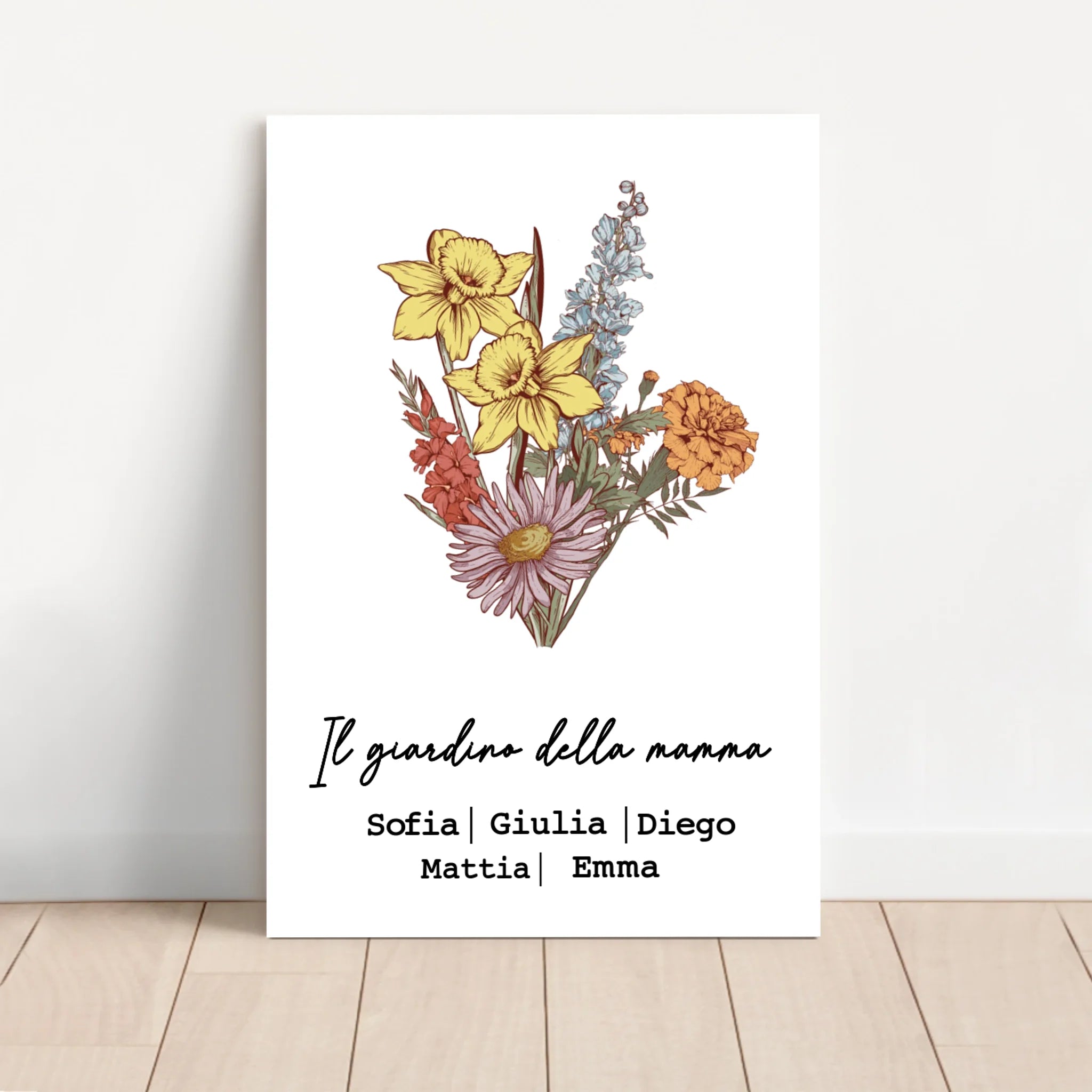 Tela personalizzata "Bouquet di fiori di nascita"