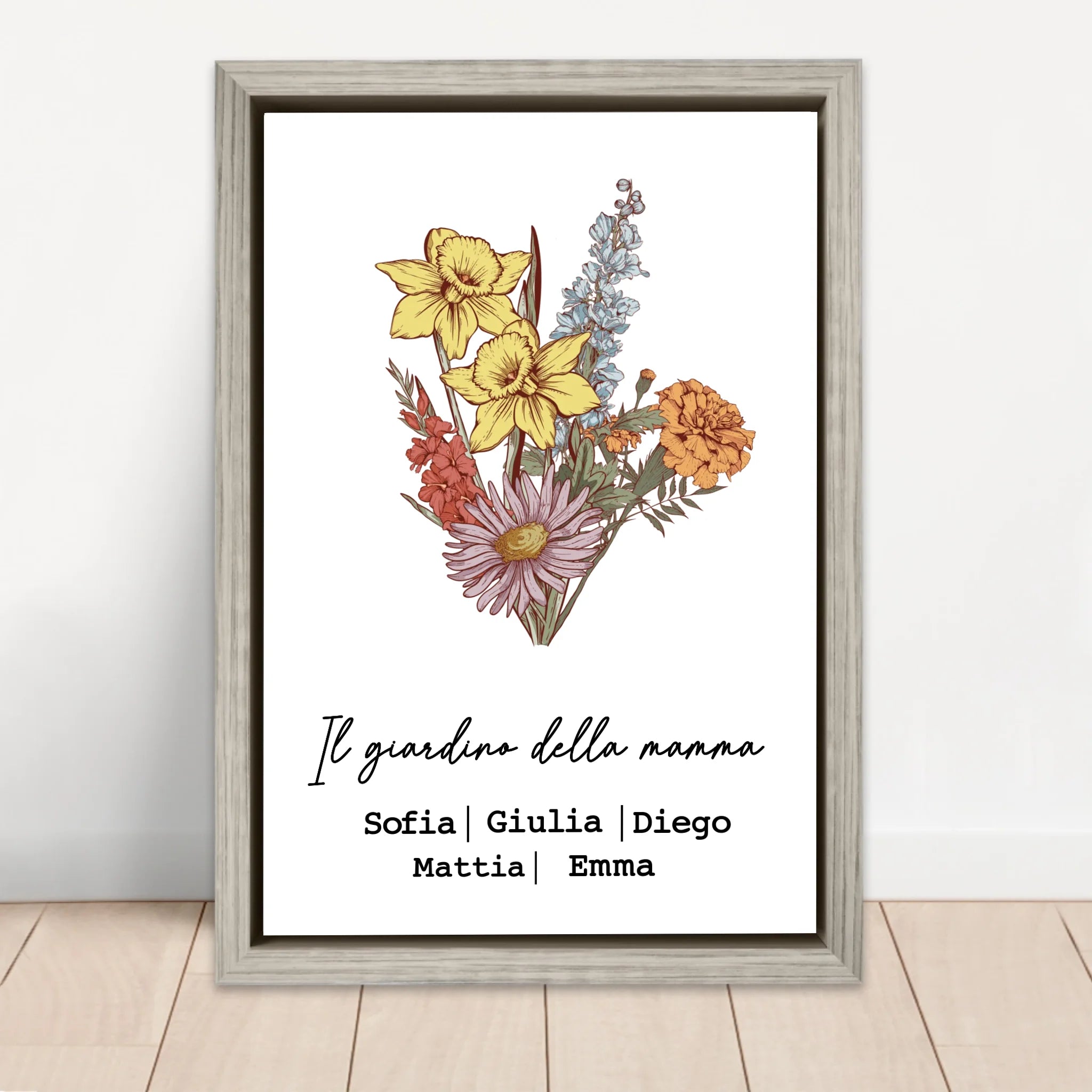 Tela personalizzata "Bouquet di fiori di nascita"