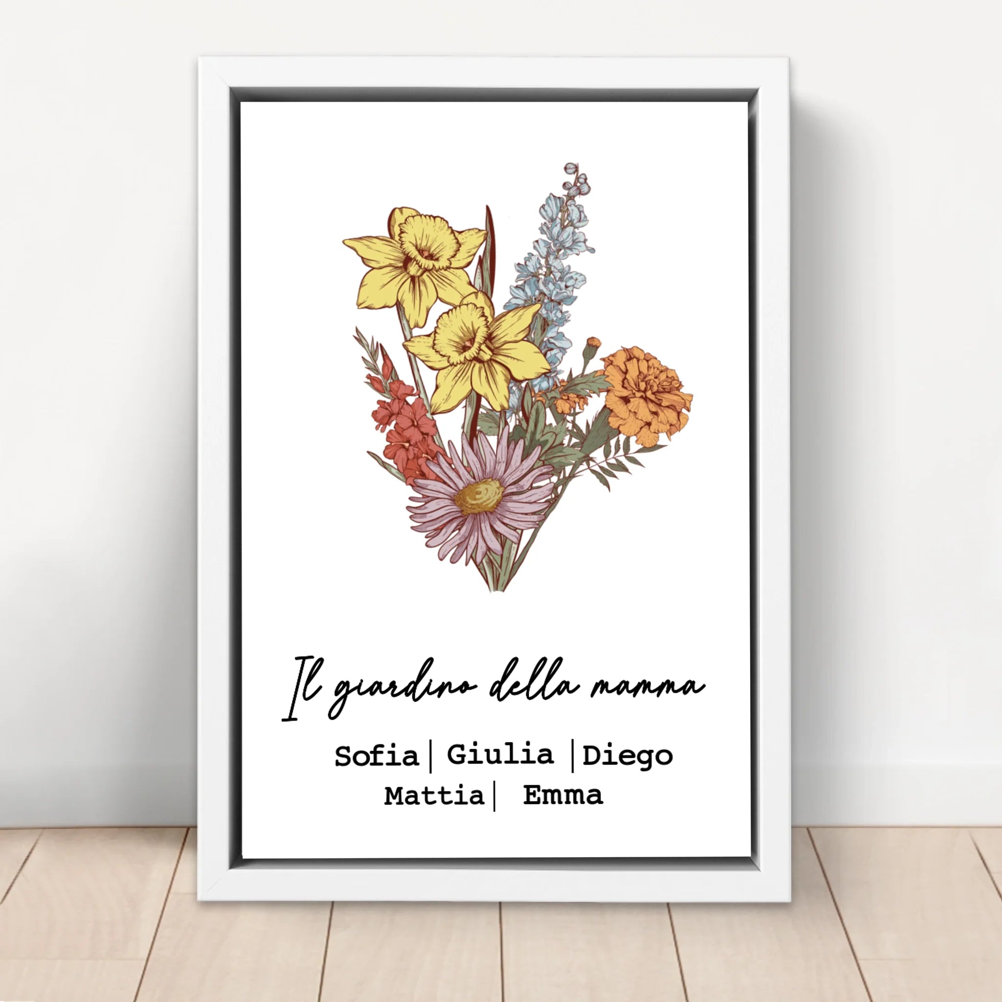 Tela personalizzata "Bouquet di fiori di nascita"