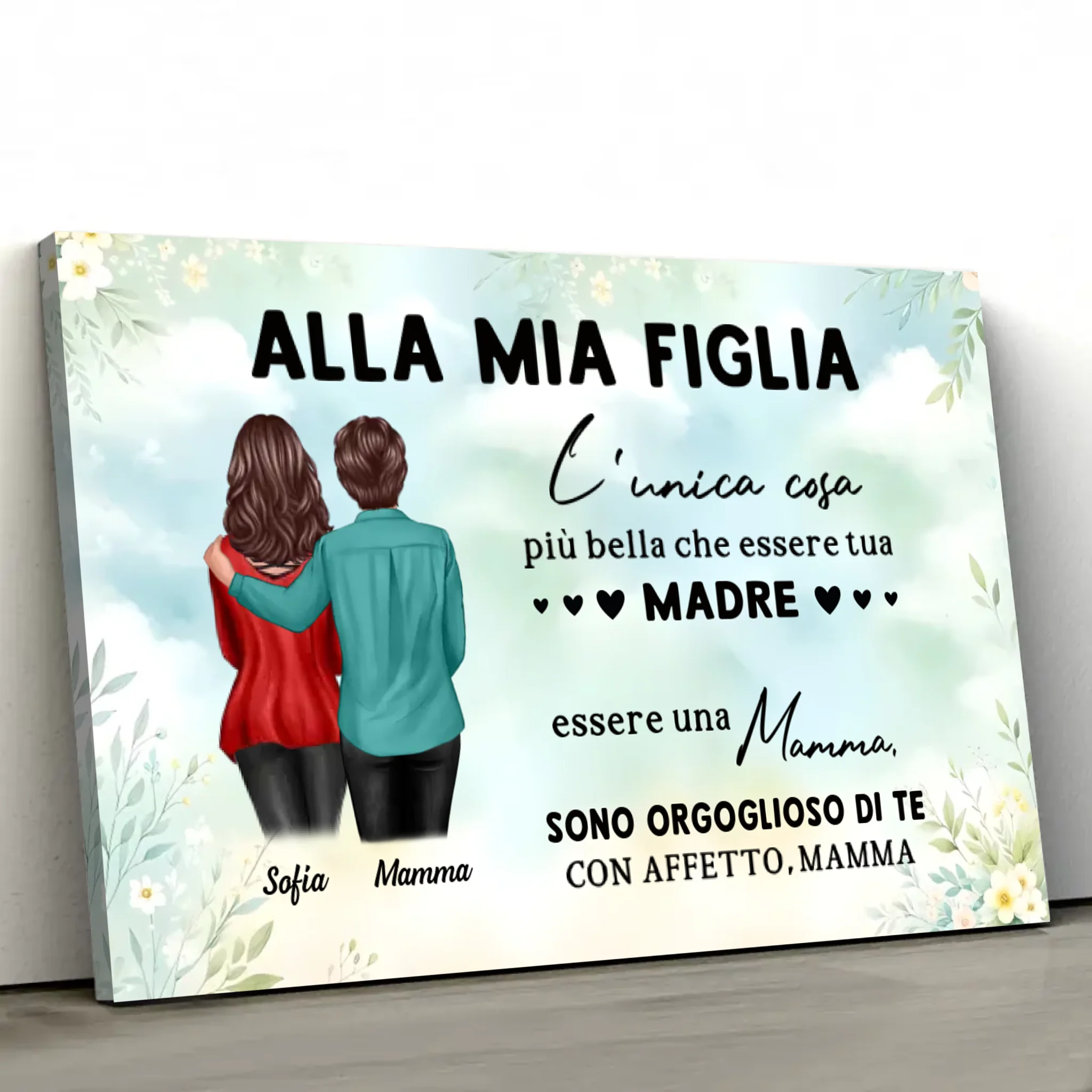 Tela personalizzata "Da mamma a figlia - Regalo per la festa della mamma"