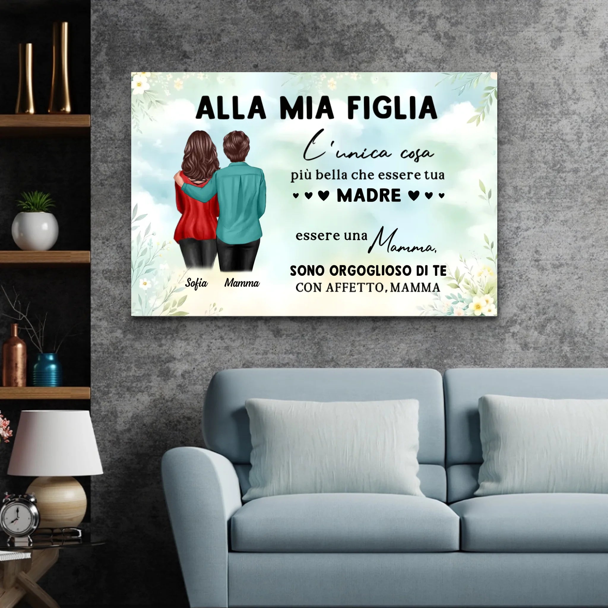 Tela personalizzata "Da mamma a figlia - Regalo per la festa della mamma"