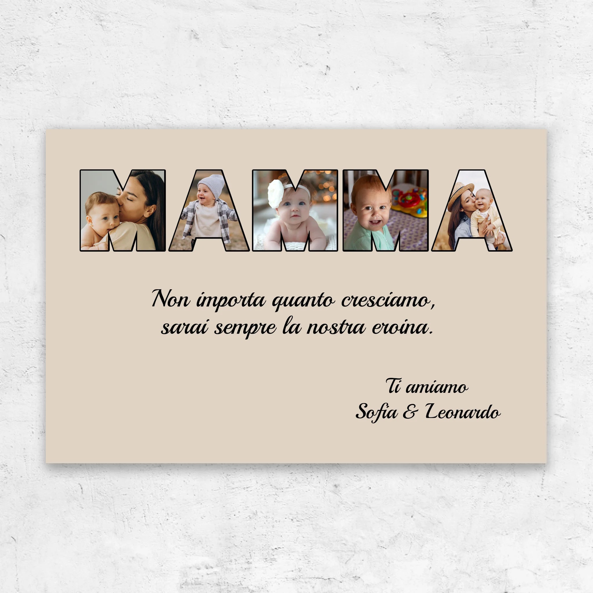 Tela personalizzata “Mamma rimane la mia eroina”