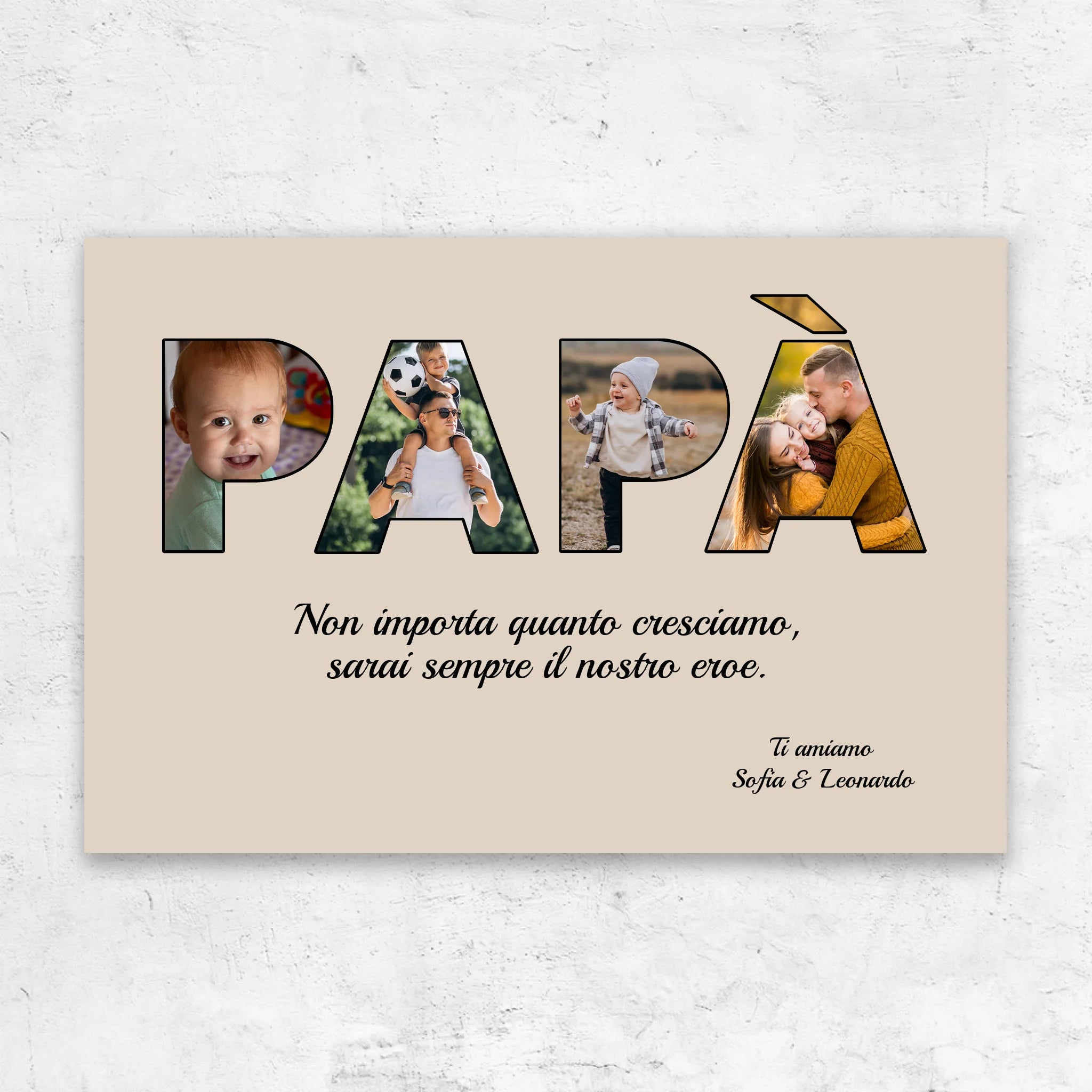 Tela personalizzata “Papà rimane il mio eroe"