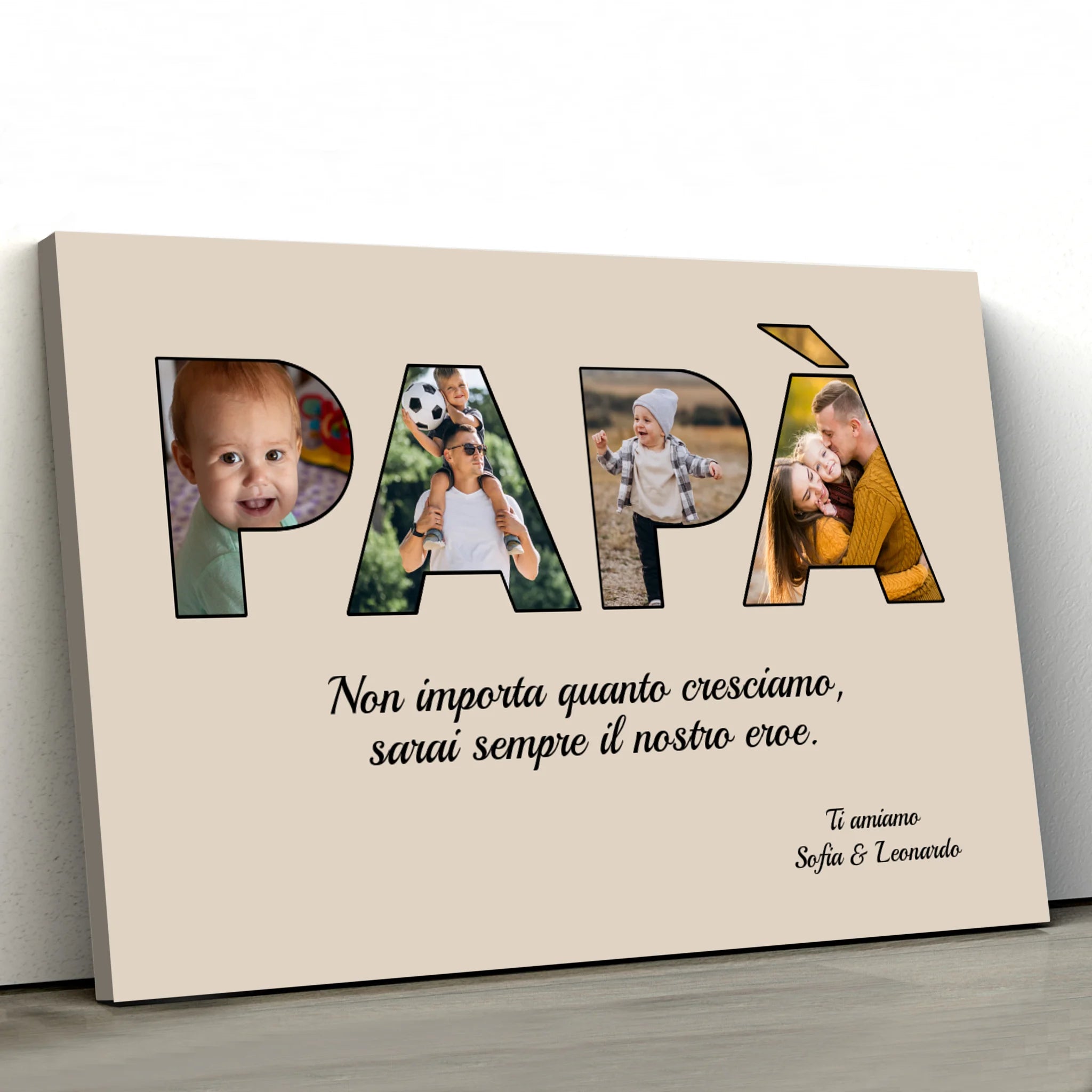 Tela personalizzata “Papà rimane il mio eroe"