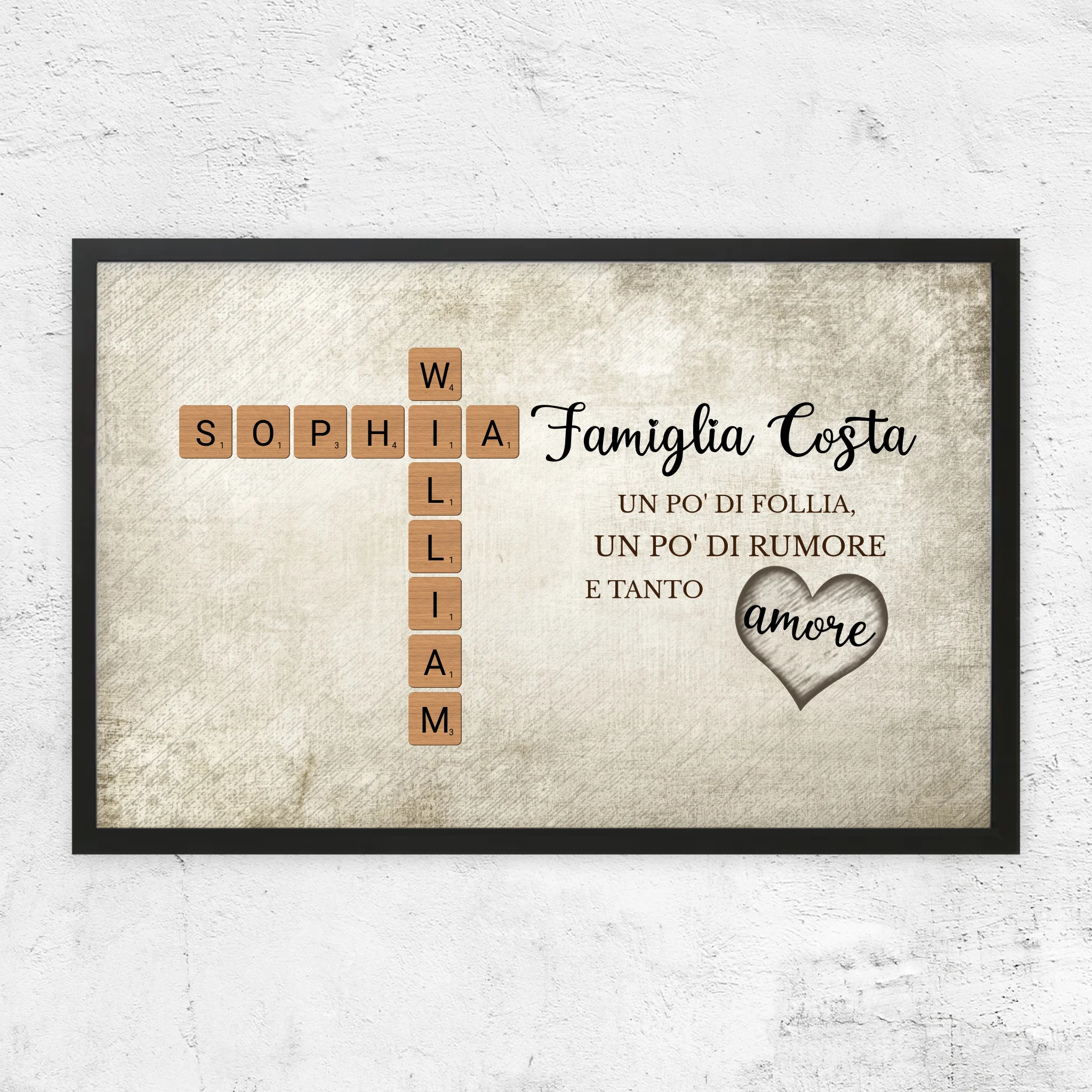 Poster personalizzato "Un po' di follia, un po' di rumore e tanto amore - Cruciverba"