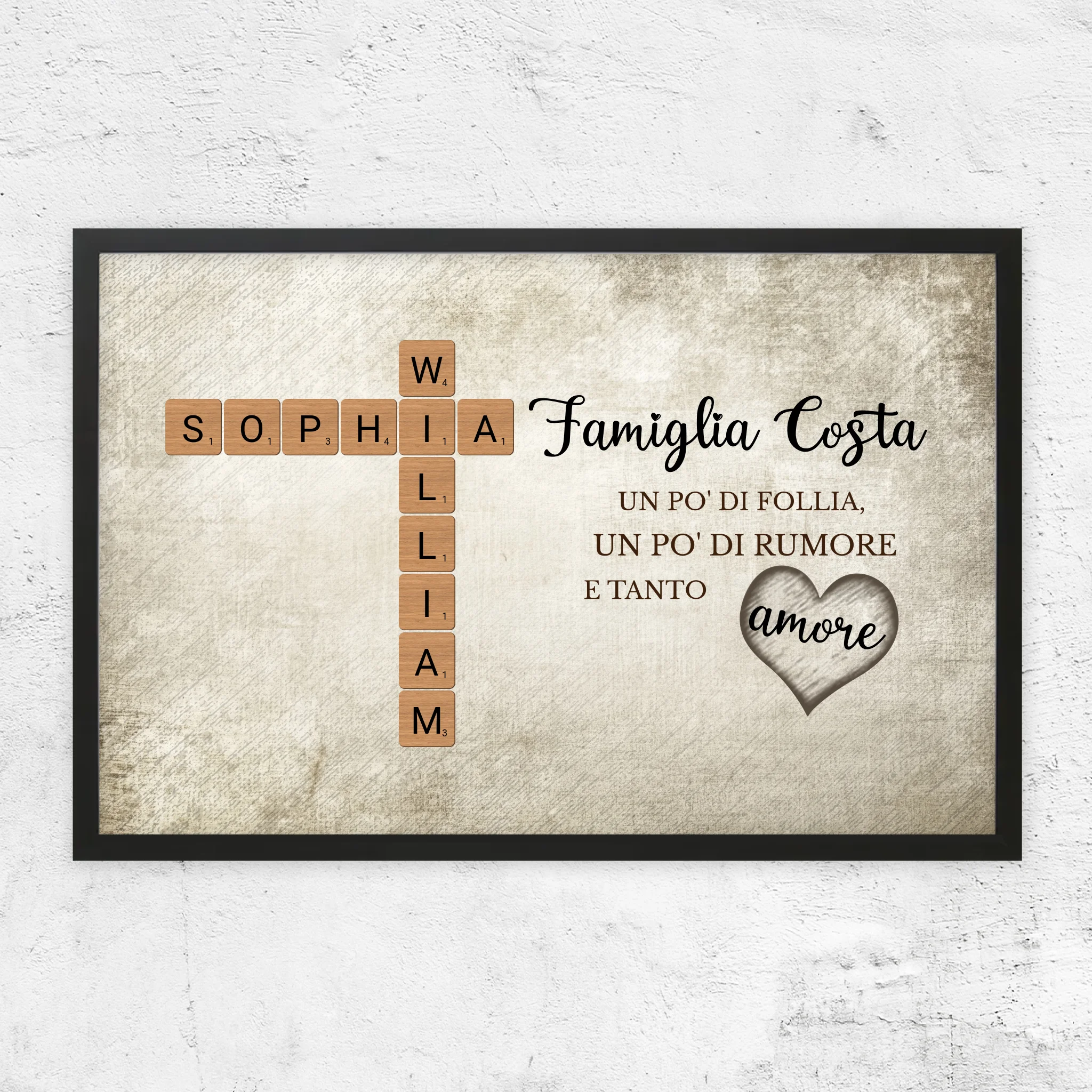 Poster personalizzato "Un po' di follia, un po' di rumore e tanto amore - Cruciverba"