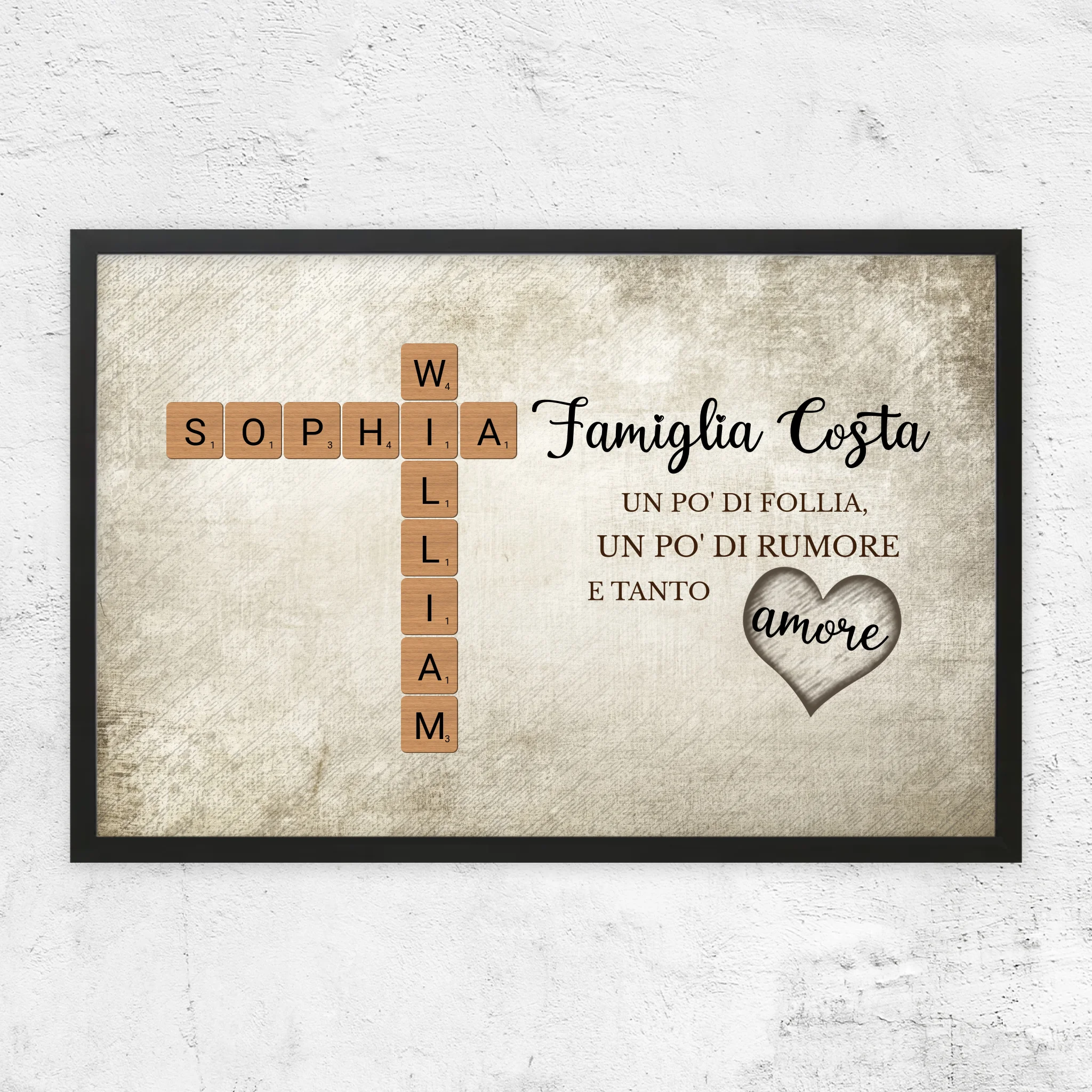 Poster personalizzato "Un po' di follia, un po' di rumore e tanto amore - Cruciverba"