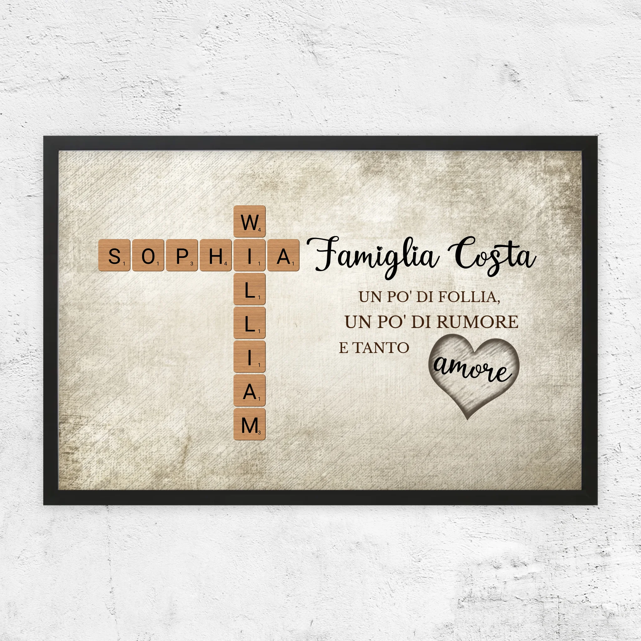 Poster personalizzato "Un po' di follia, un po' di rumore e tanto amore - Cruciverba"