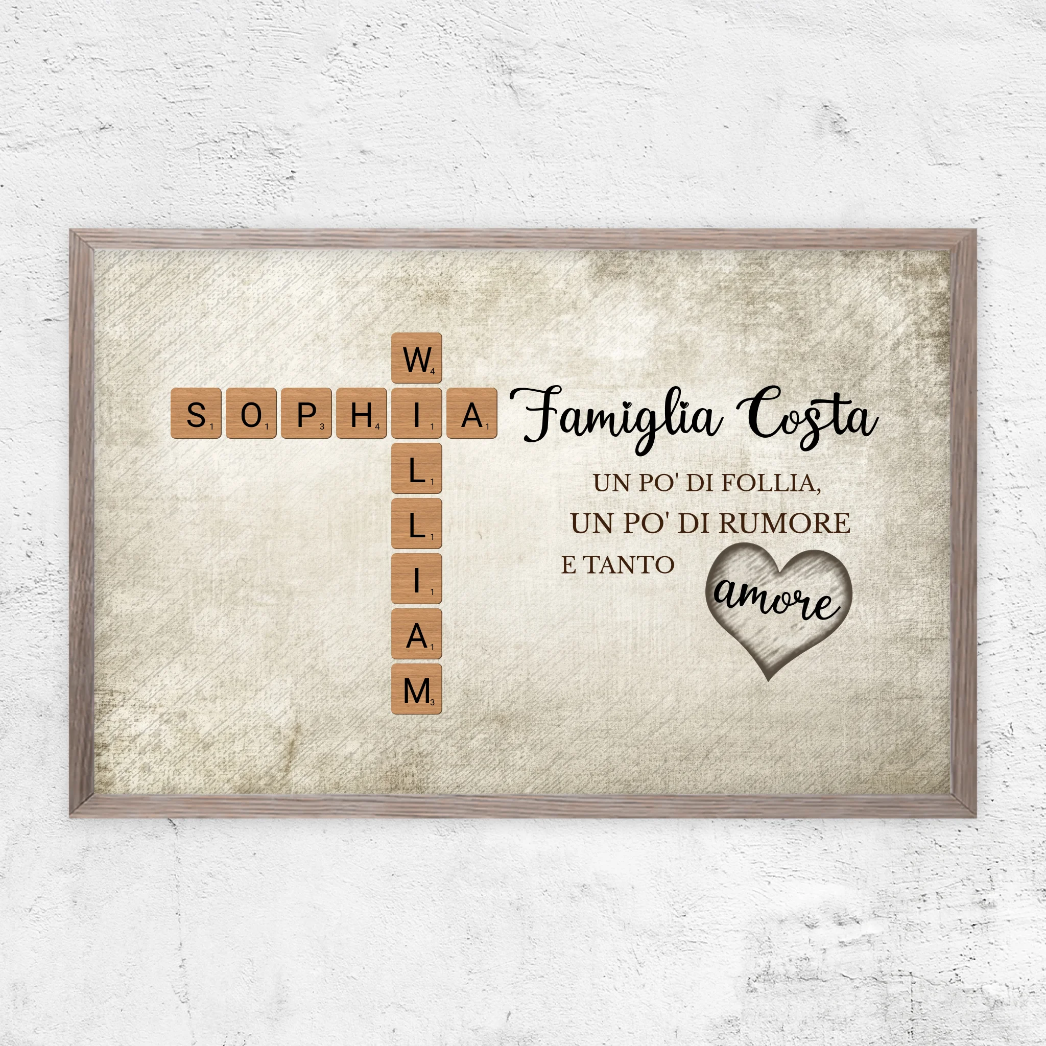 Poster personalizzato "Un po' di follia, un po' di rumore e tanto amore - Cruciverba"