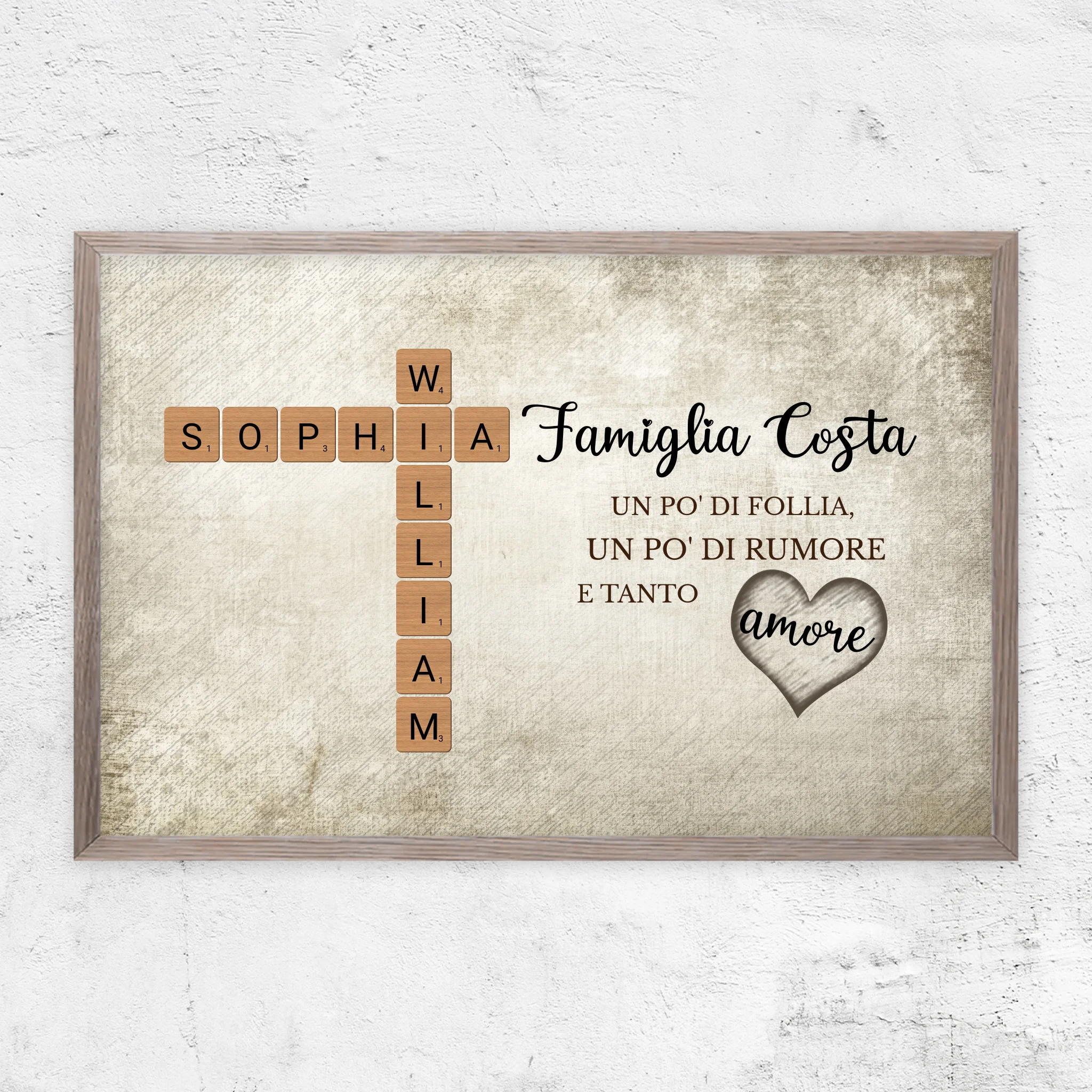 Poster personalizzato "Un po' di follia, un po' di rumore e tanto amore - Cruciverba"