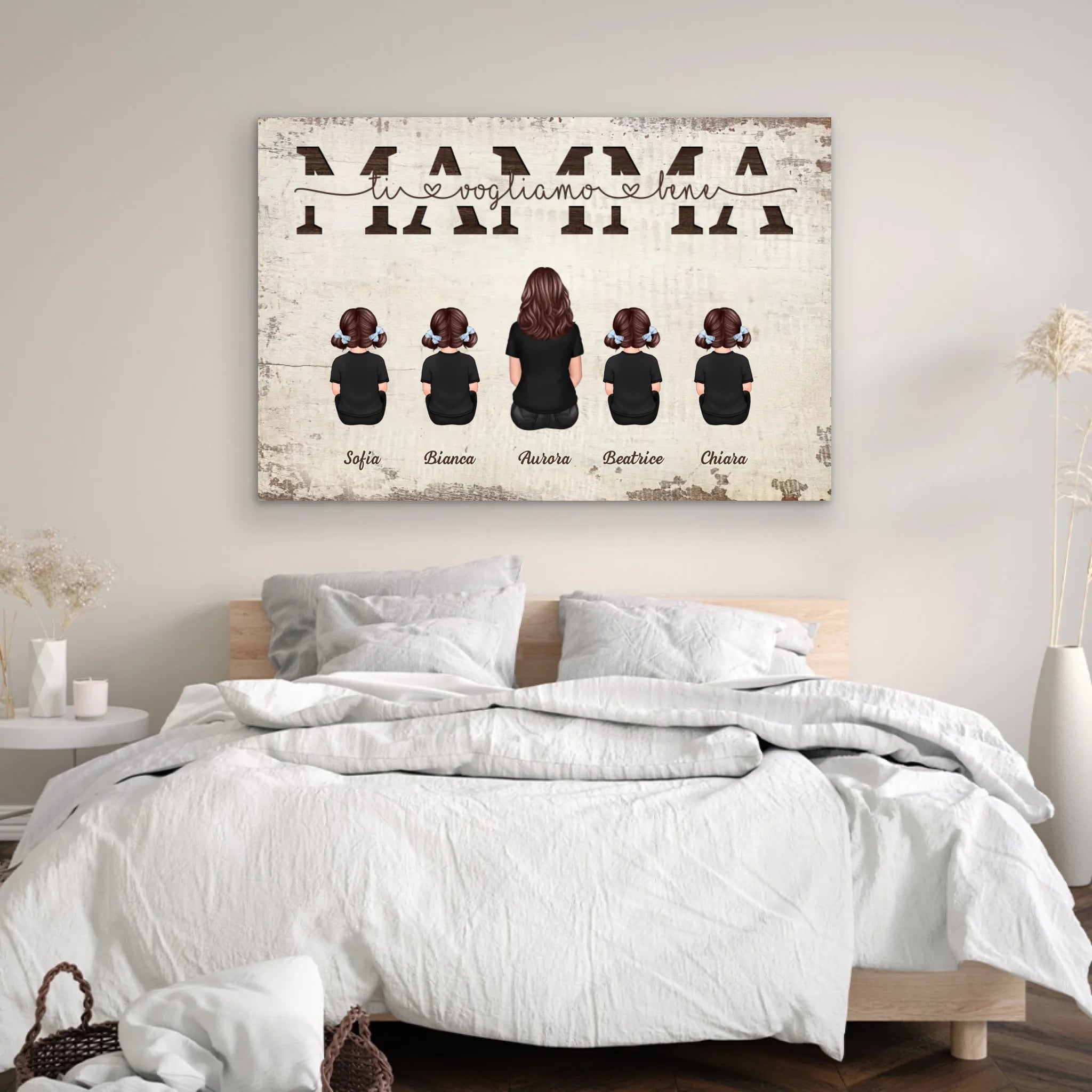 Tela personalizzata “Mamma, ti vogliamo bene - Con i membri della famiglia”