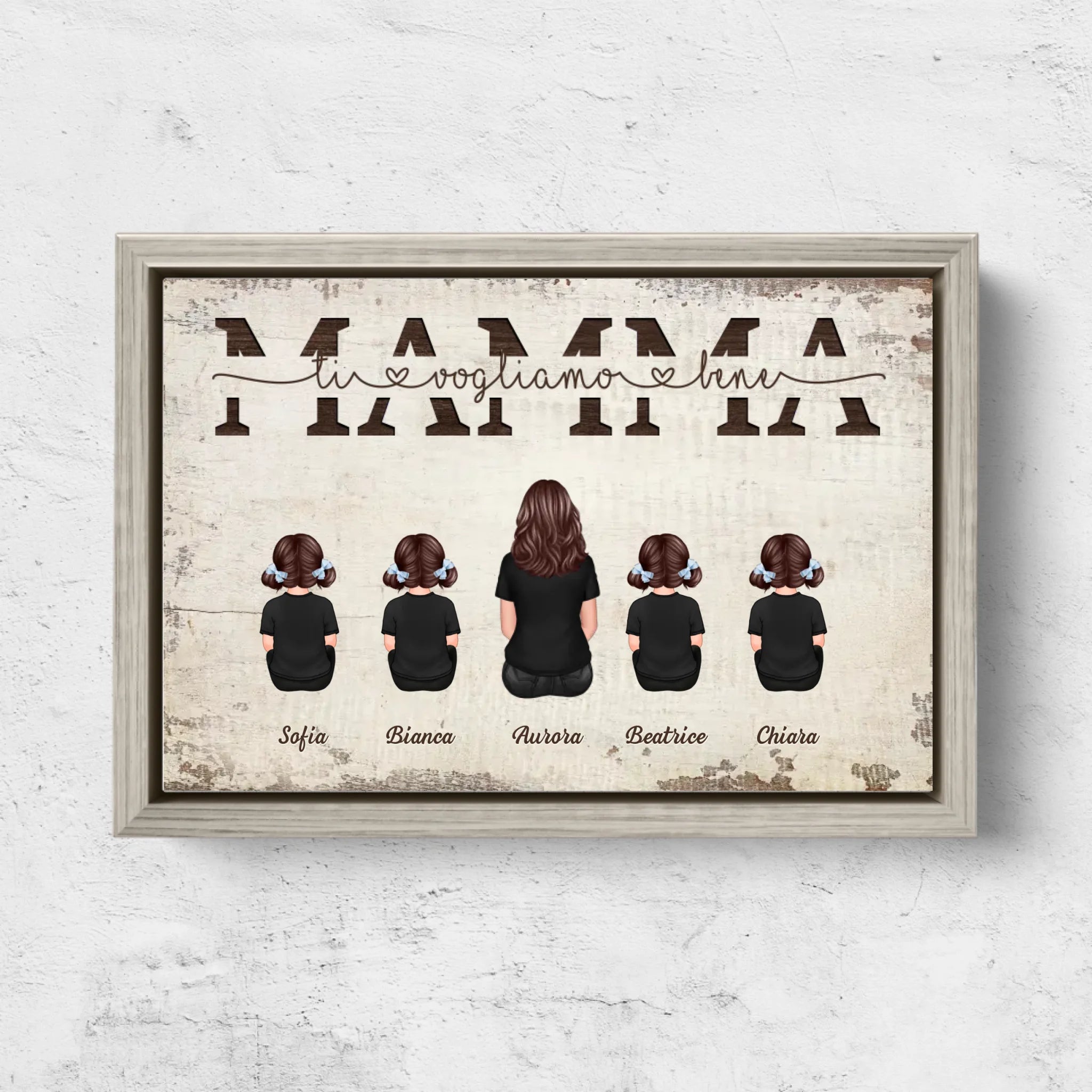 Tela personalizzata “Mamma, ti vogliamo bene - Con i membri della famiglia”