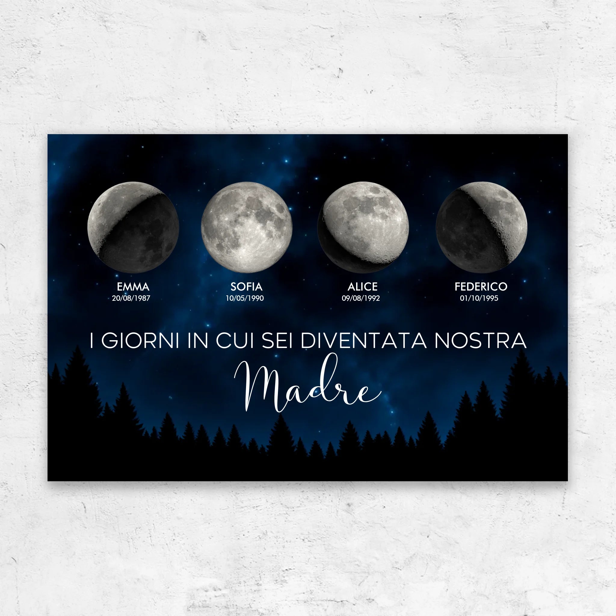 Tela personalizzata "Fase lunare - I giorni in cui sei diventata nostra madre"
