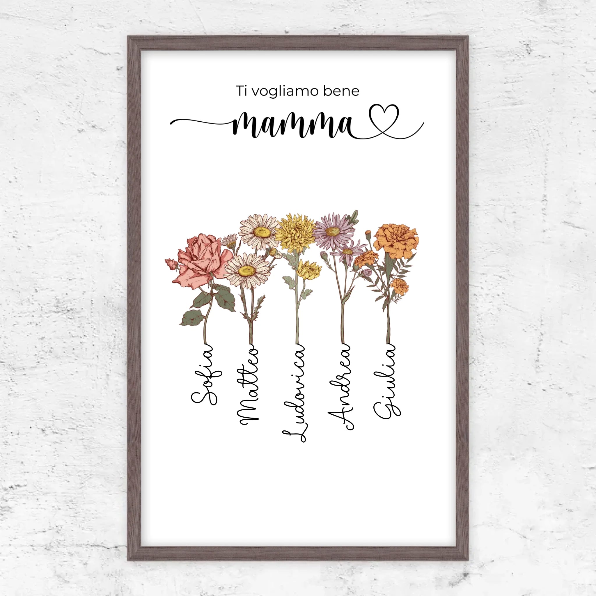 Poster personalizzato "Fiori per la mamma - Ti vogliamo bene"
